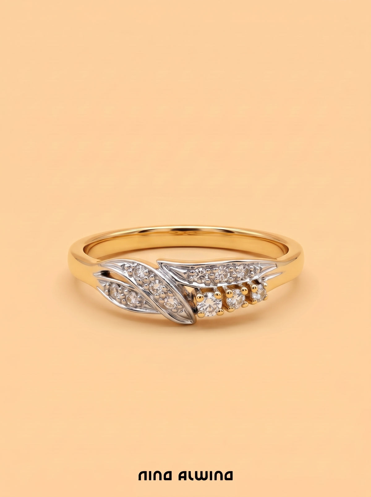 #1438 14k Ring mit 11 Diamanten - RG 59