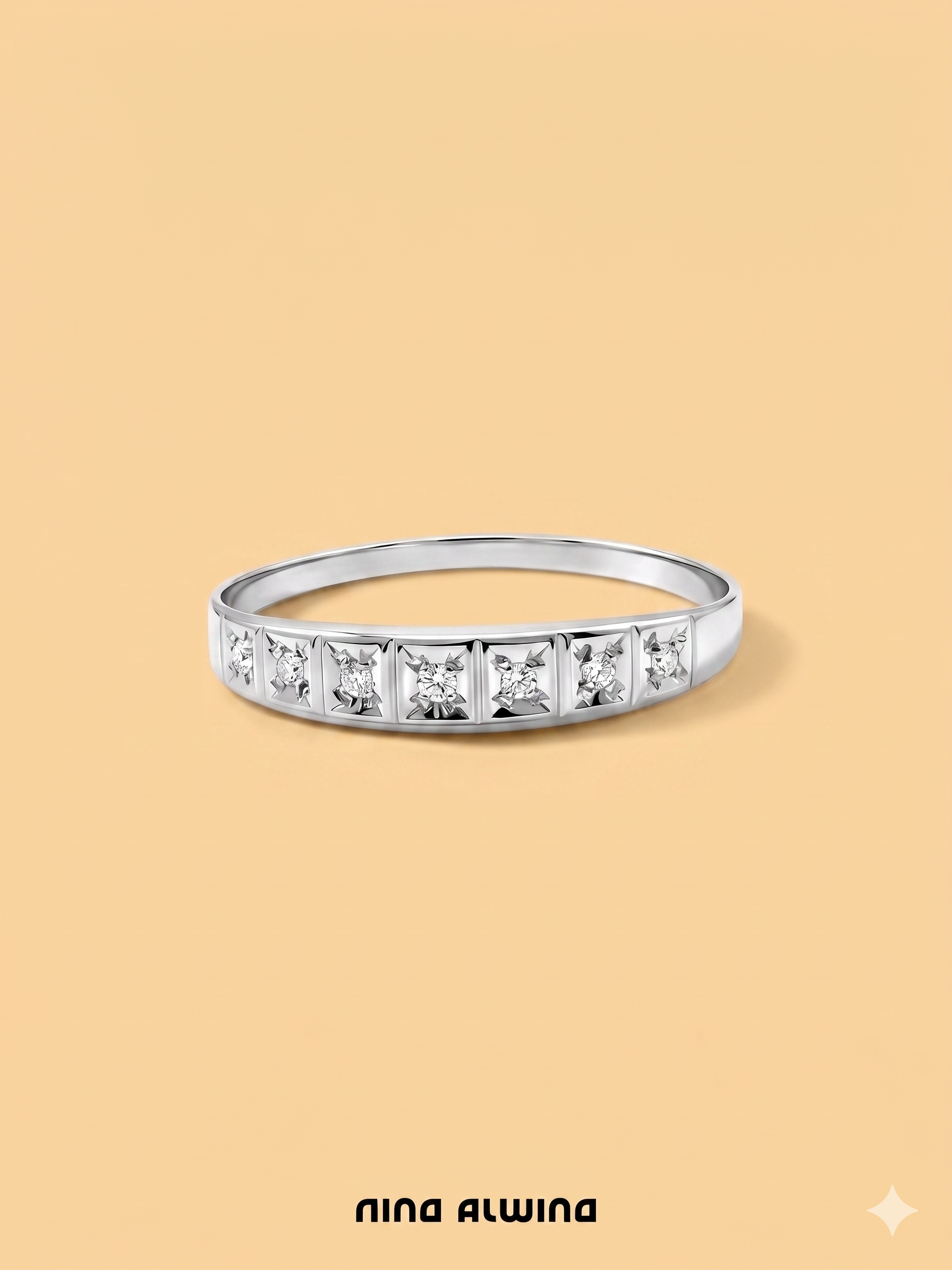 #1079 14k Ring mit 7 Diamanten - RG 64