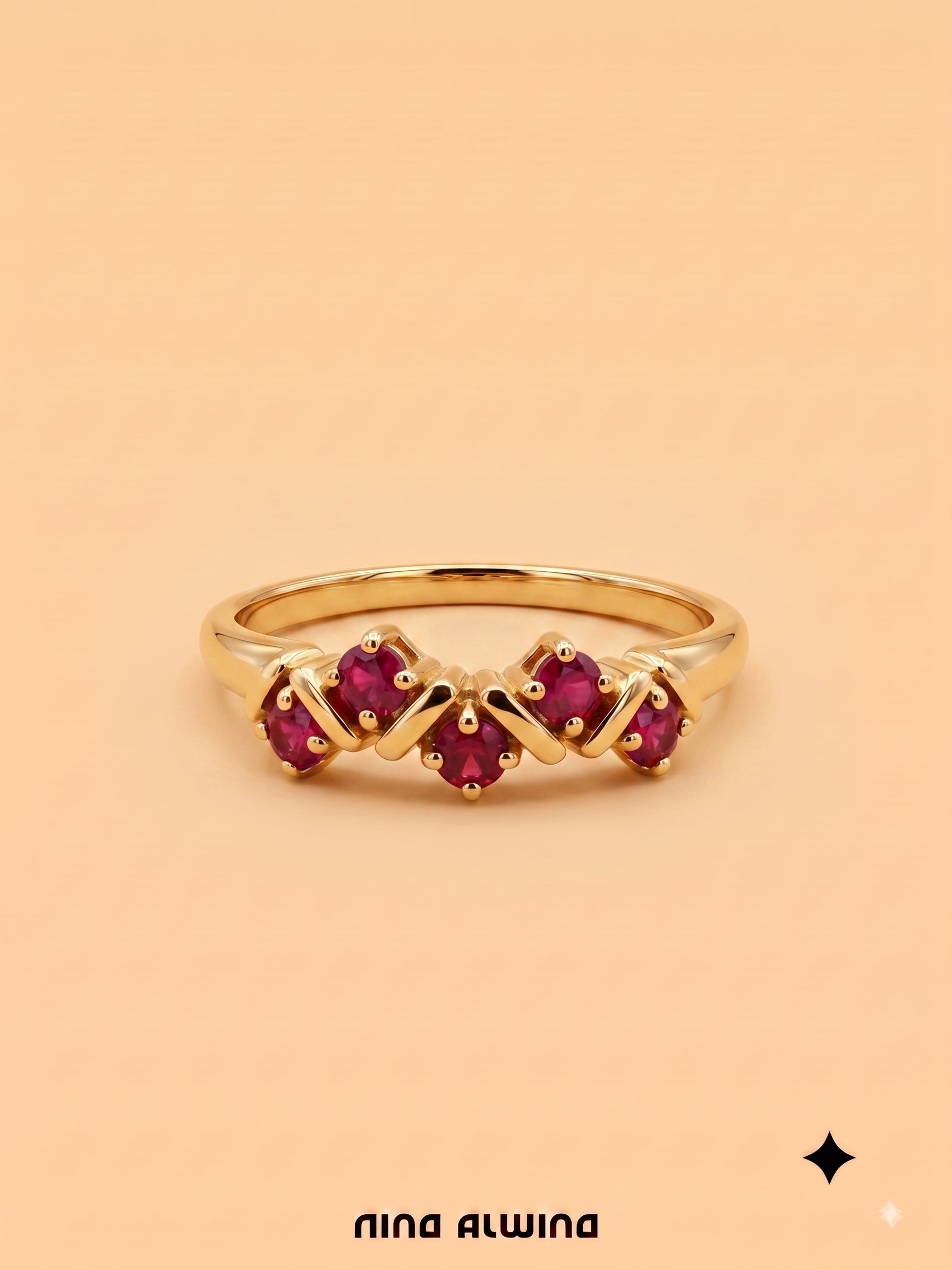 #1260 8k Ring mit 5 Spinellen - RG 60