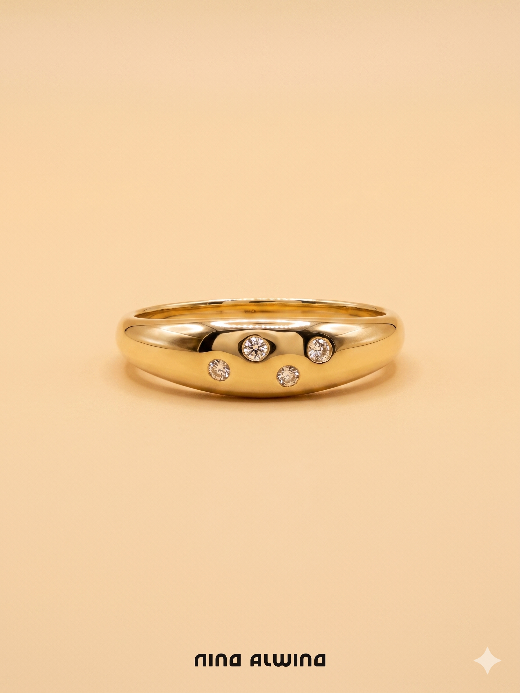 #1080 14k Ring mit 4 Diamanten - RG 54