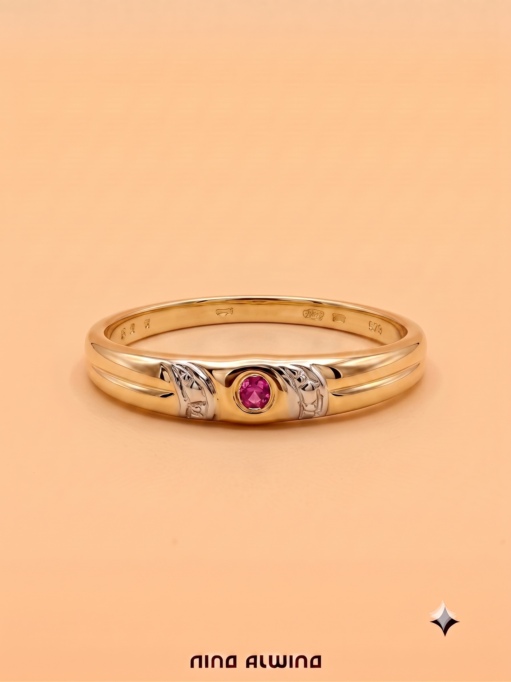 #1177 8k Ring mit Rubin - RG 62