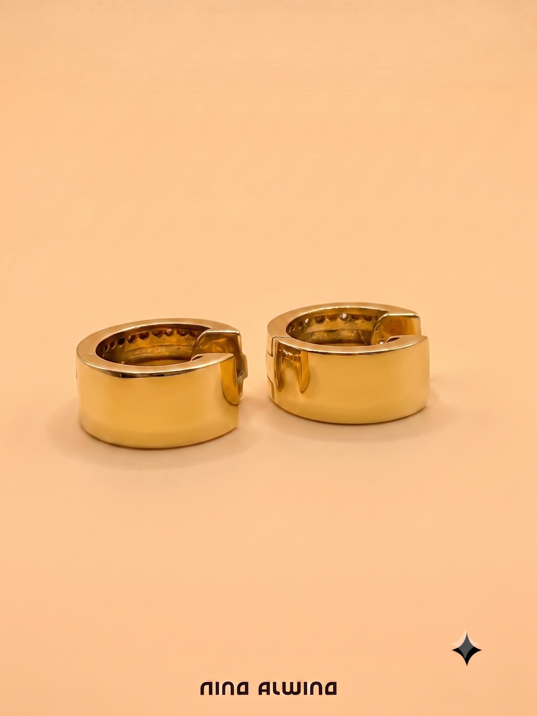 #1172 14k Creolen mit DIamanten - 1.3cm