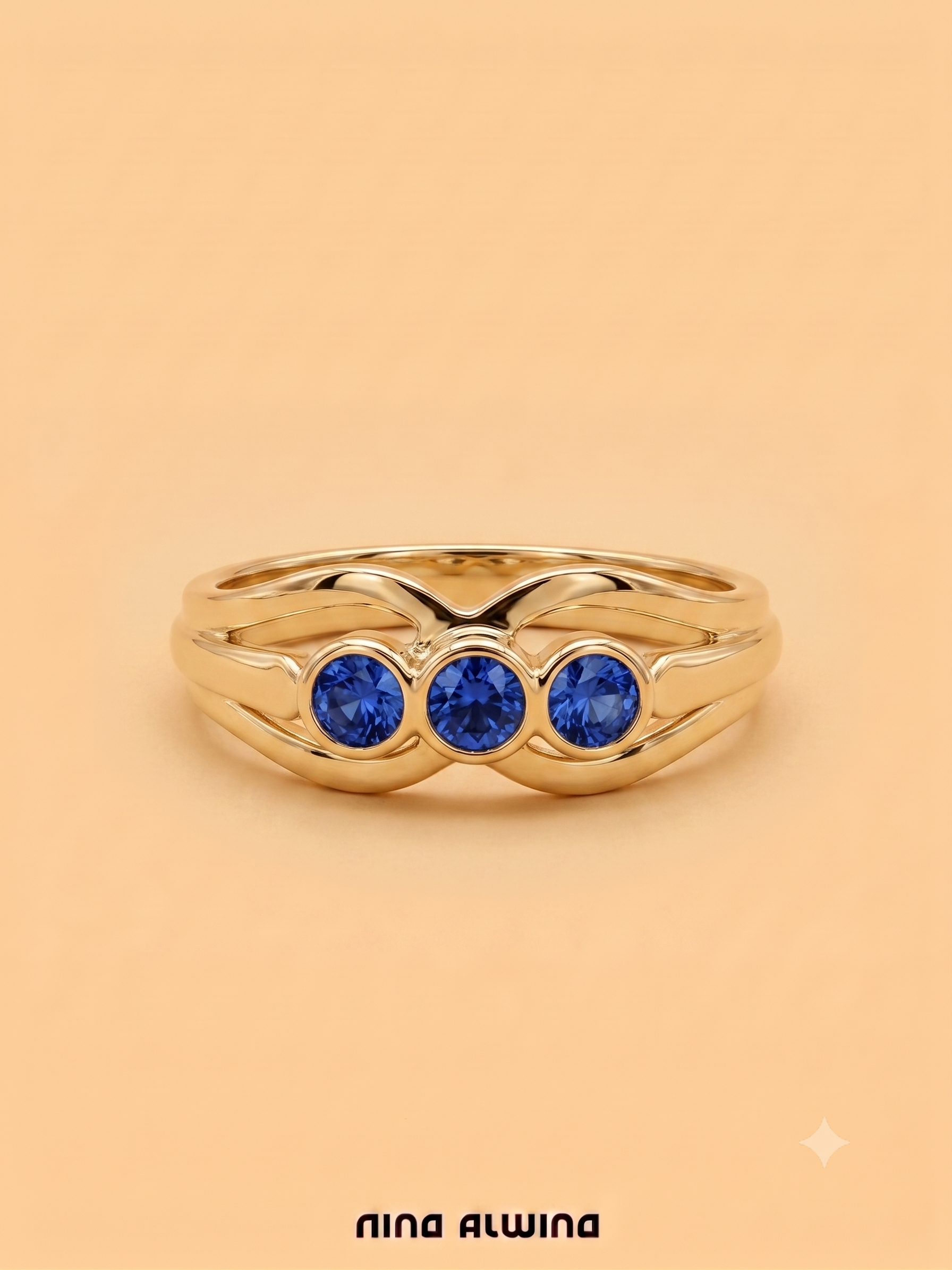 #1107 14k Ring mit blauen Zirkonia - RG 58