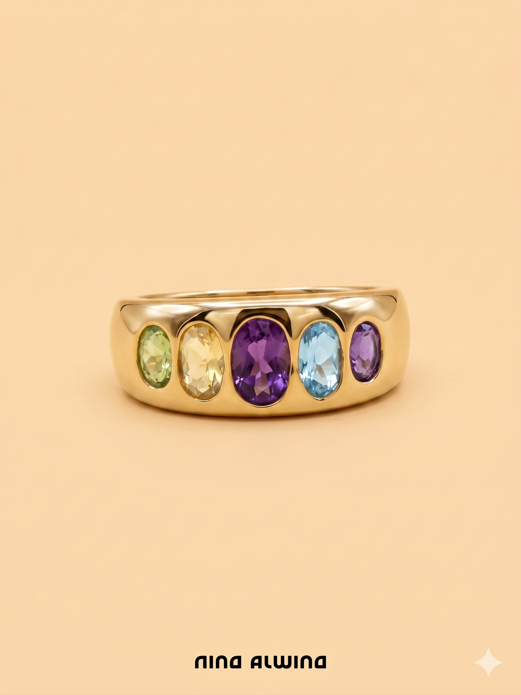 #1088 8k Ring mit Amethyst, Topas, Citrin - RG 57