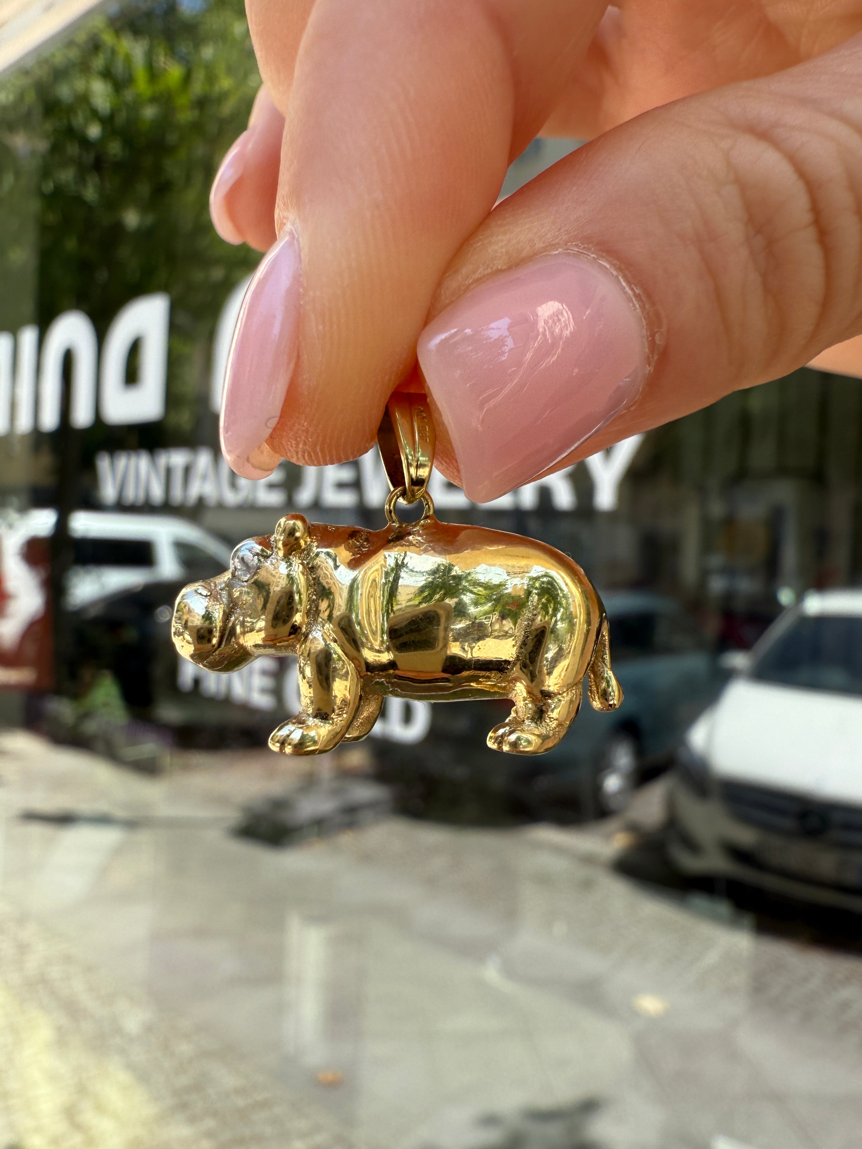 #1154 14k Anhänger Hippo "Brötchen" - 1.9cm