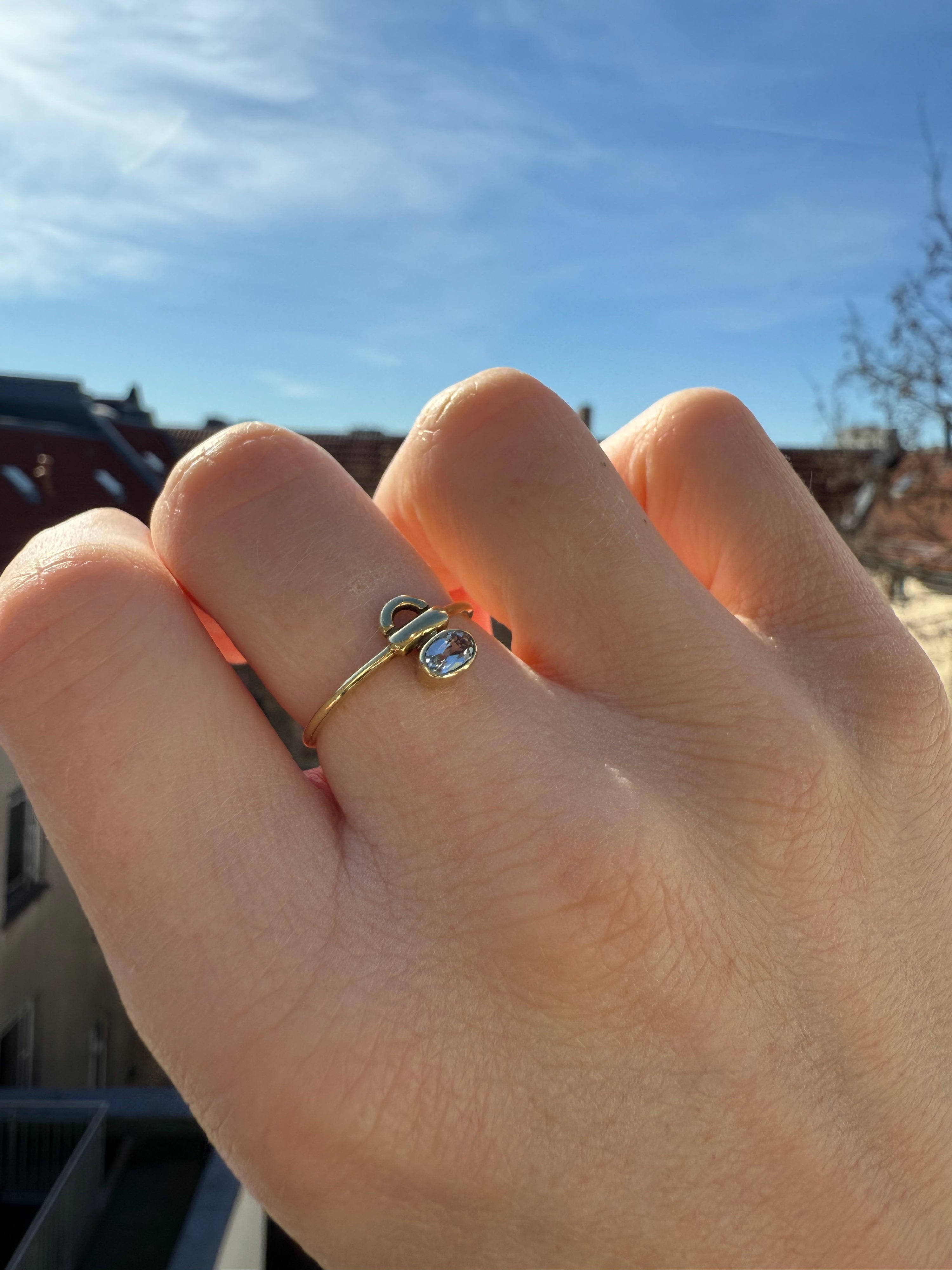 #16 14k Ring mit Edelstein - RG 54