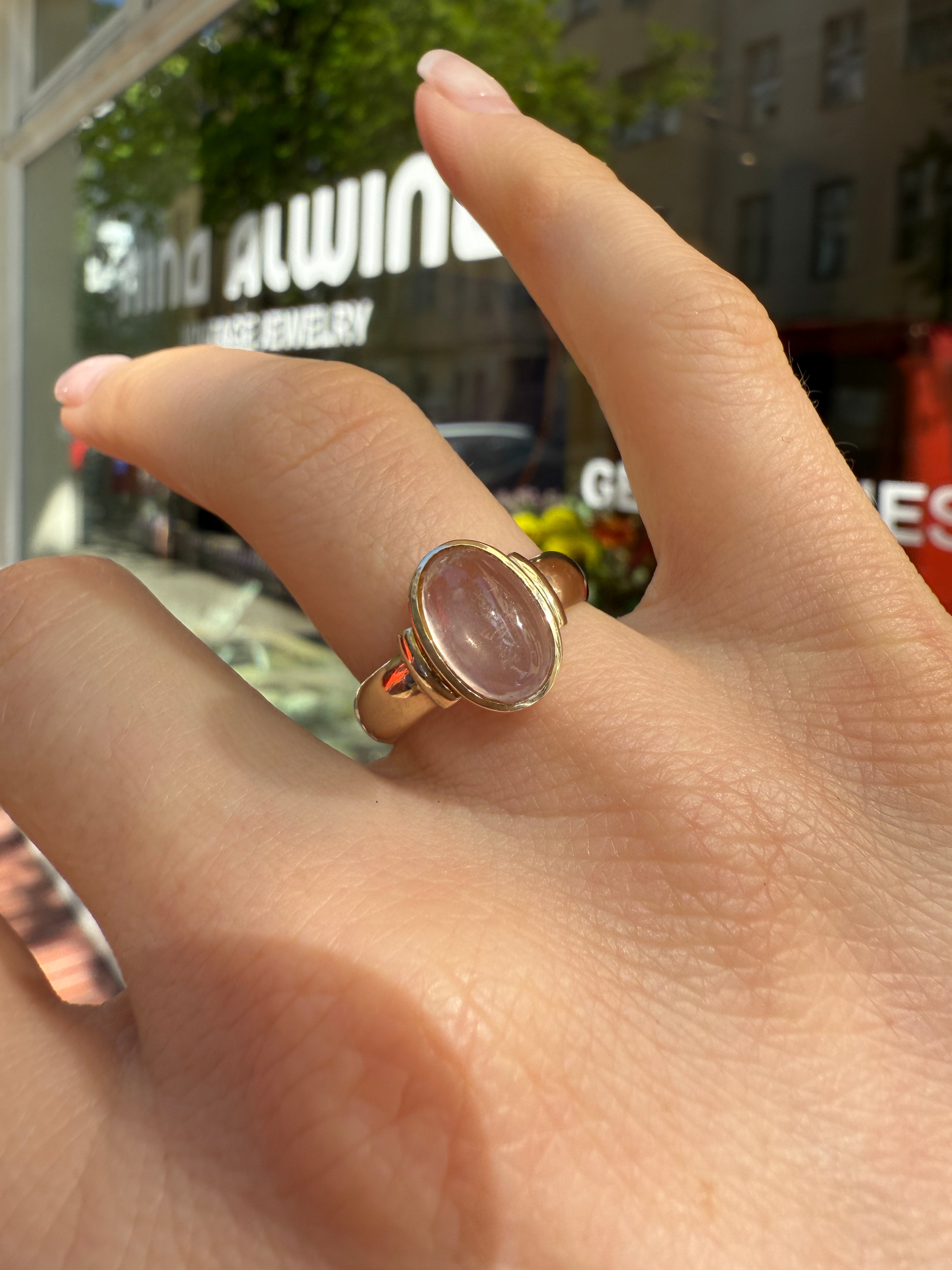 #963 Massiver 8k Ring mit Rosenquarz - RG 55