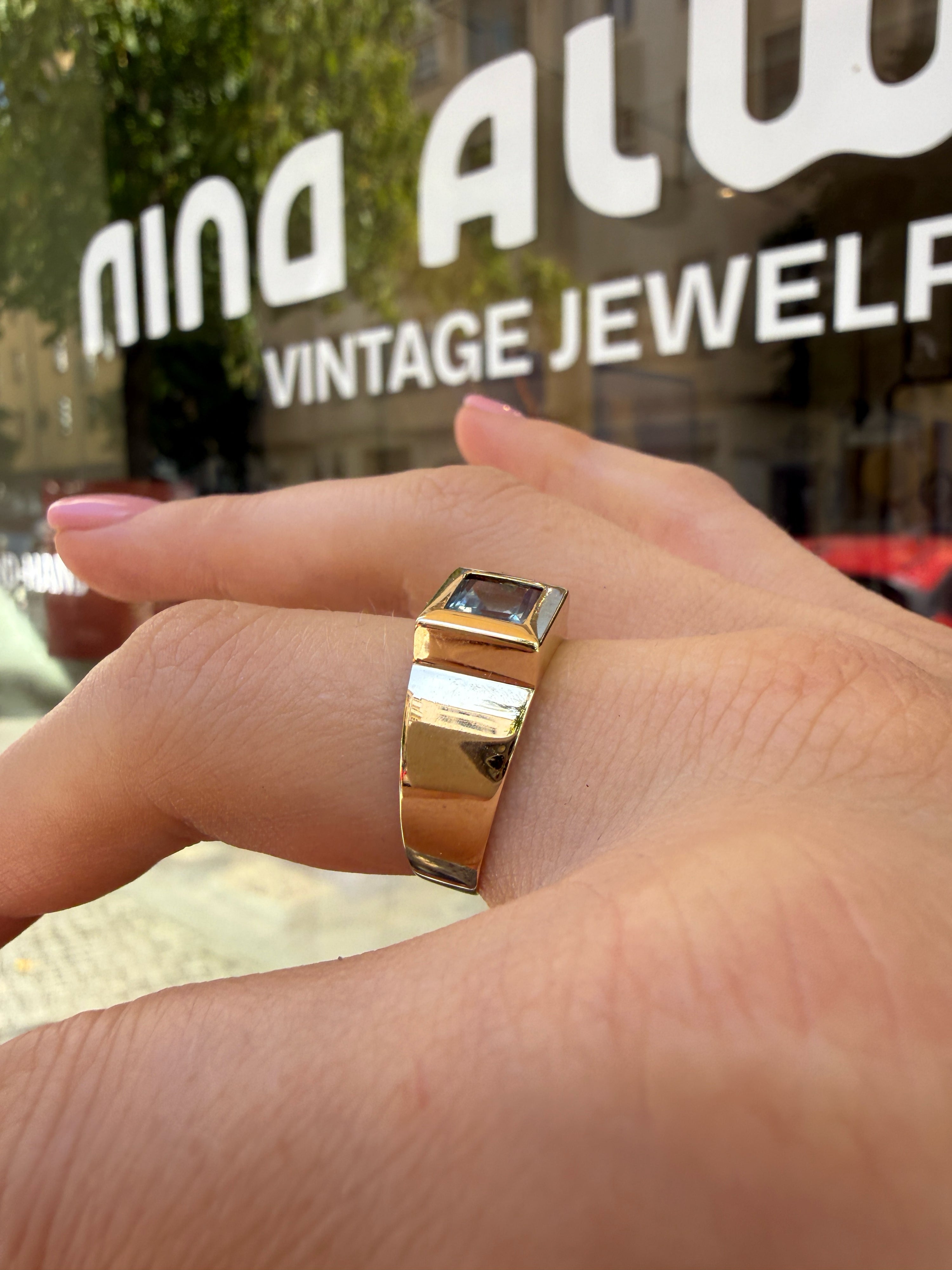 #1278 14k Ring mit Aquamarin - RG 60