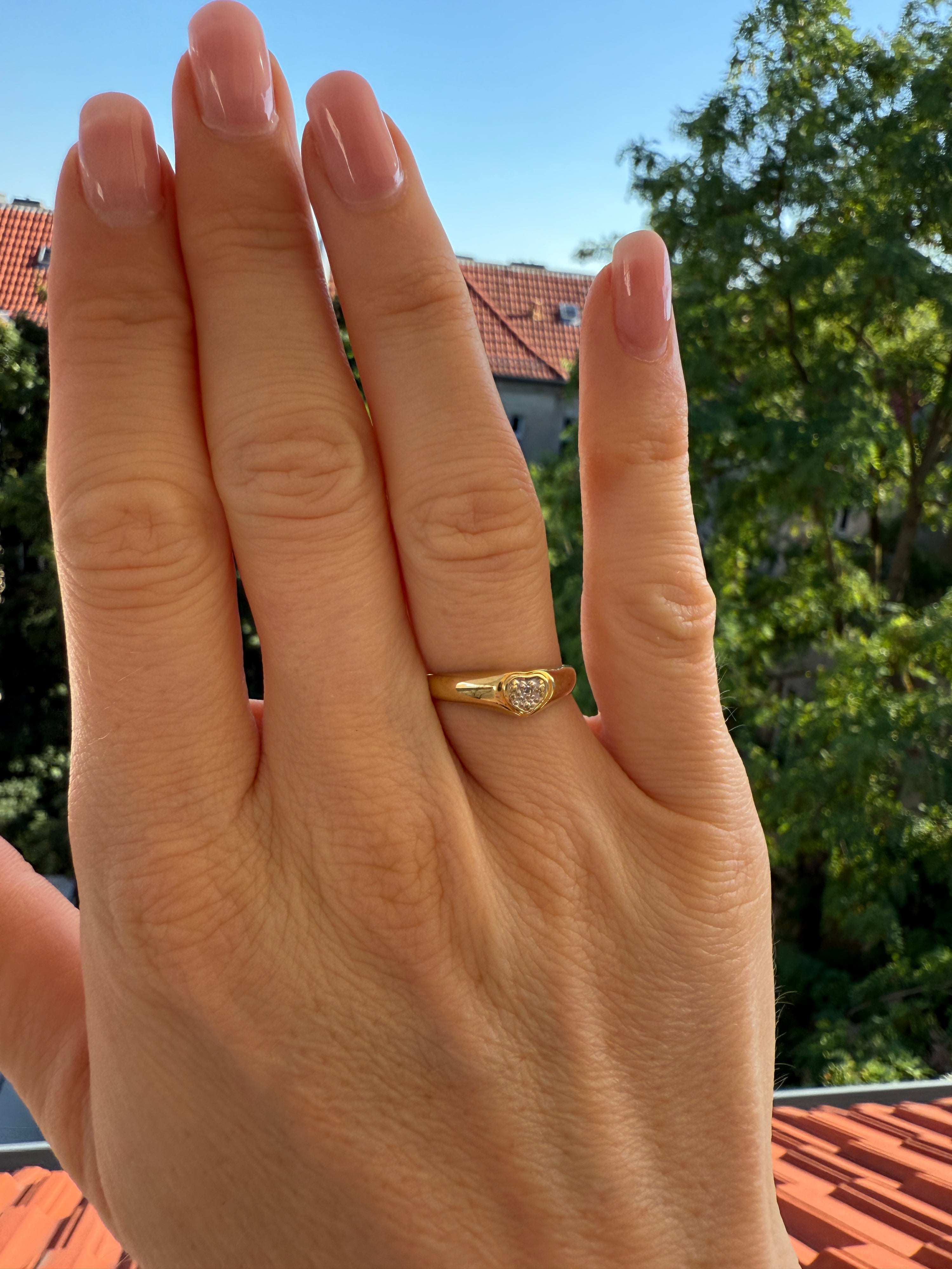 #14 Chunky Herzring mit Diamant - RG 54