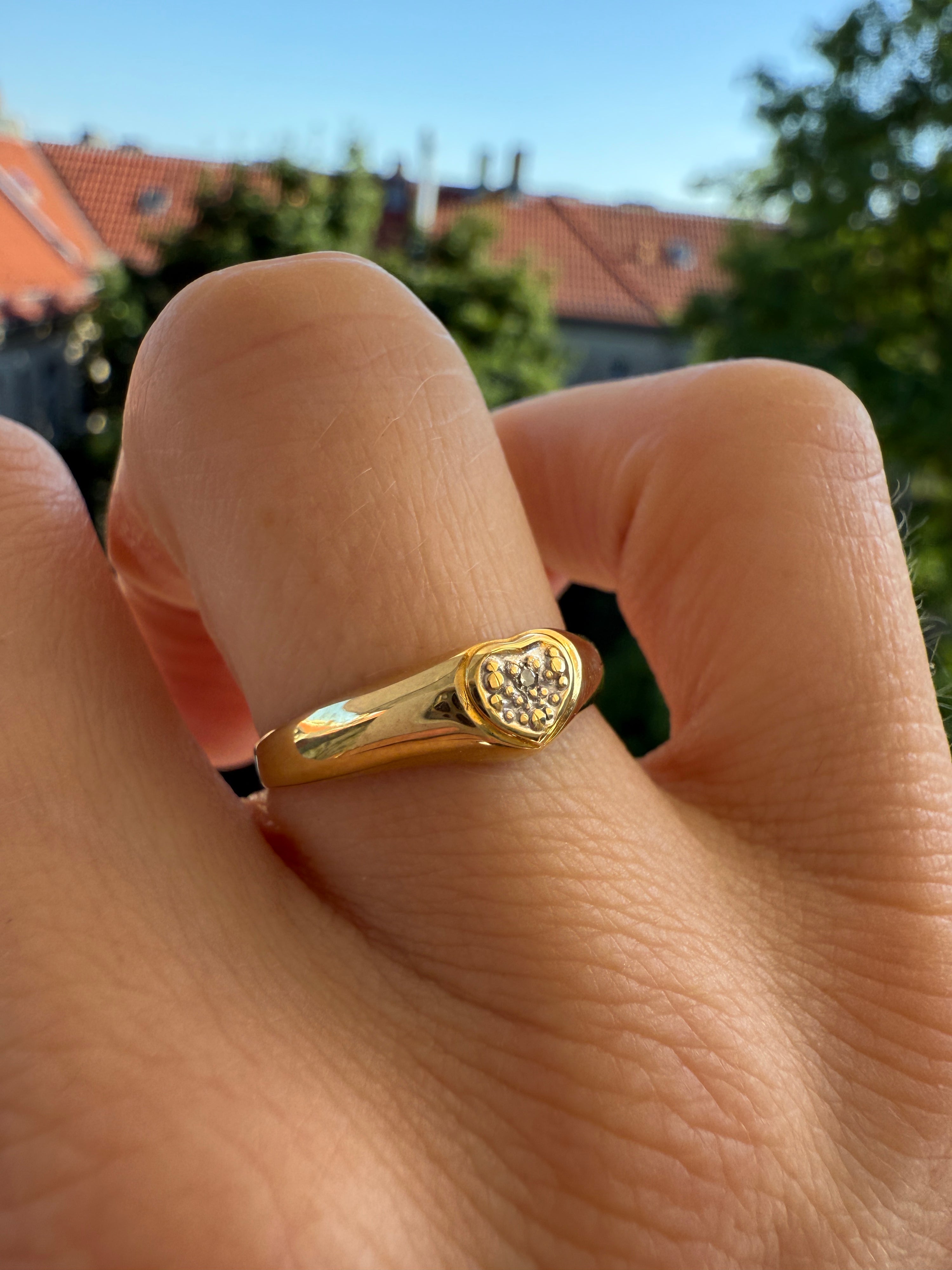 #14 Chunky Herzring mit Diamant - RG 54