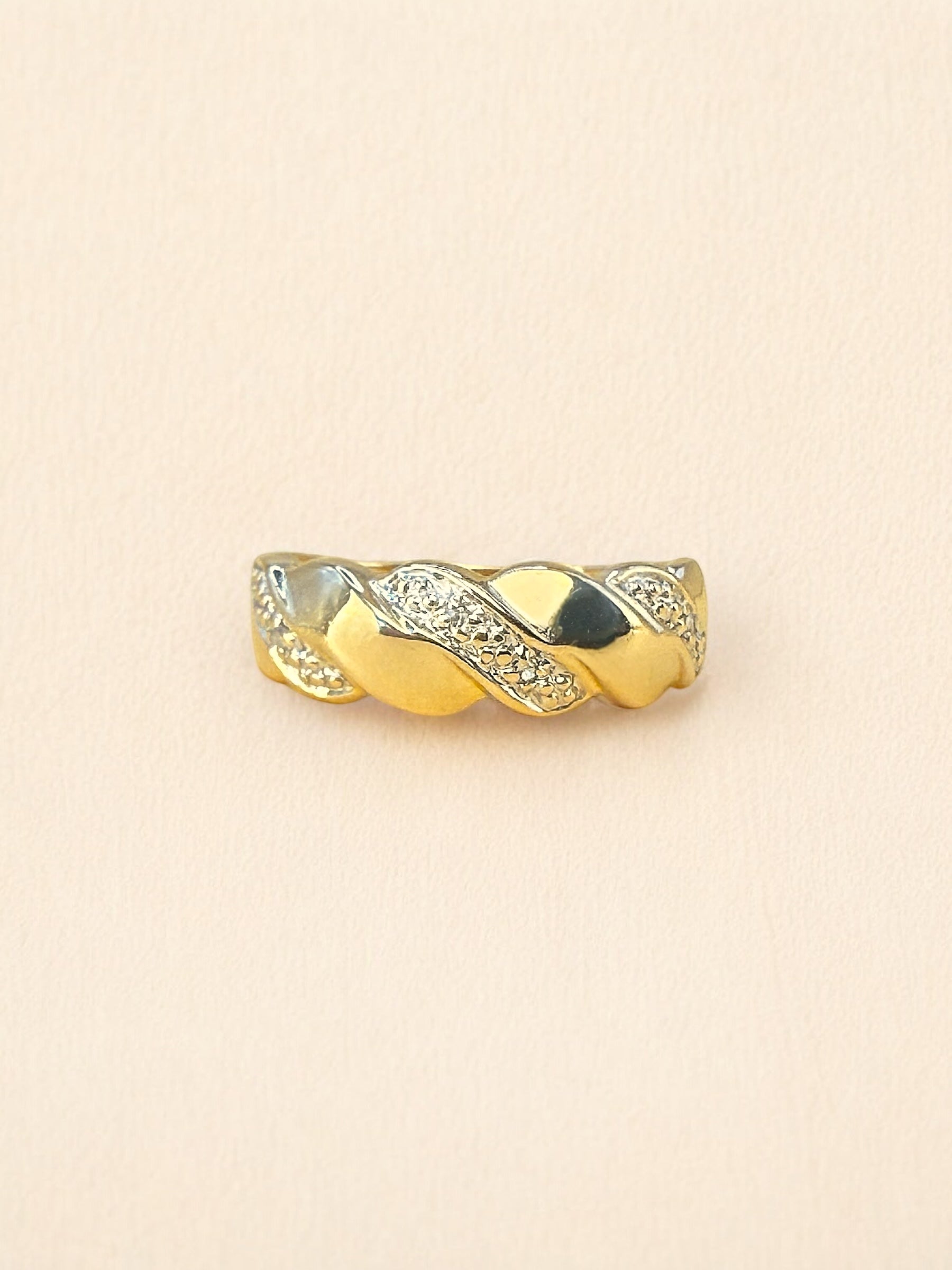 #38 14k Baguette Ring mit 4 Diamanten - RG 53