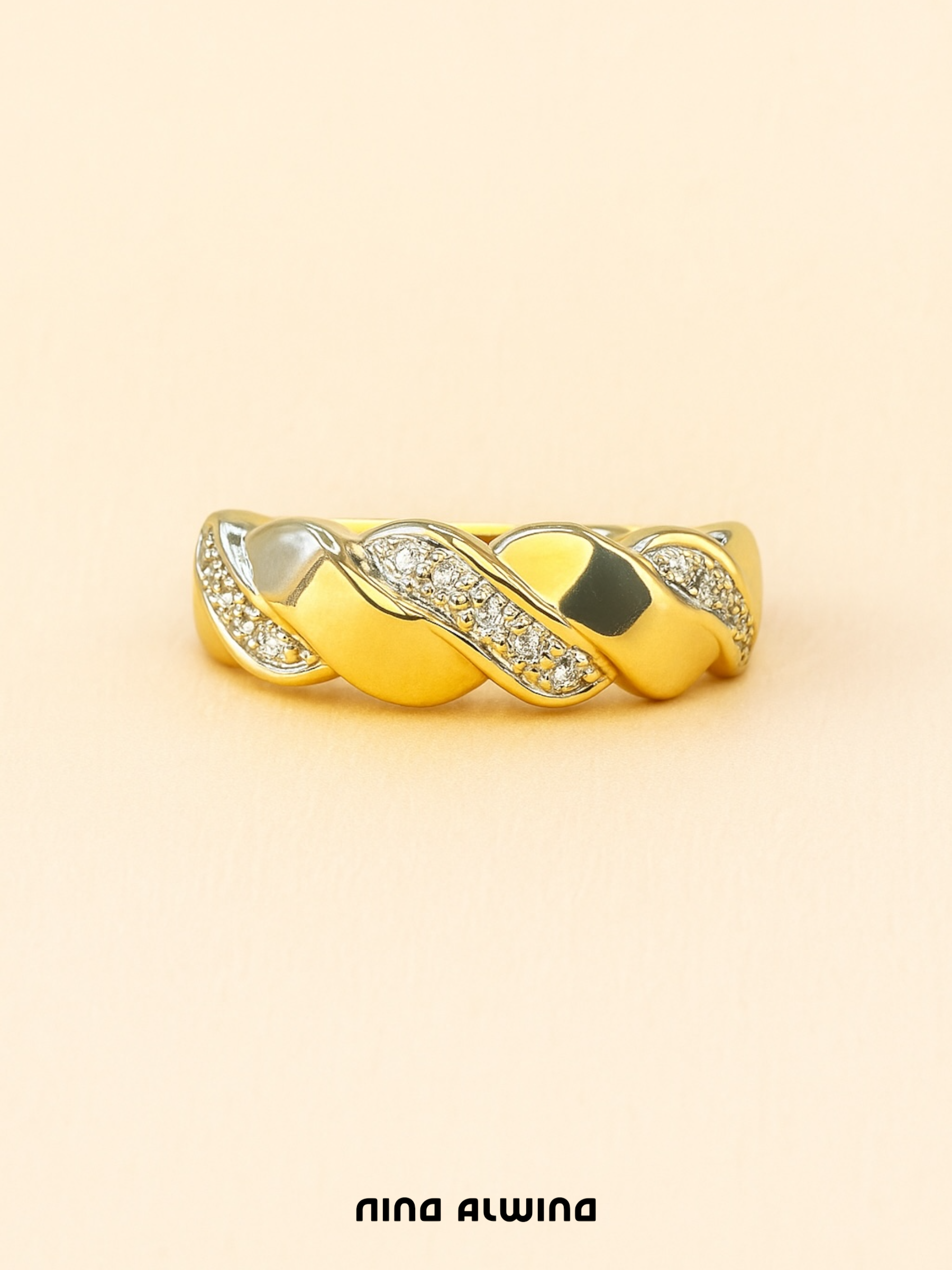 #45 14k Baguette Ring mit 4 Diamanten - RG 53