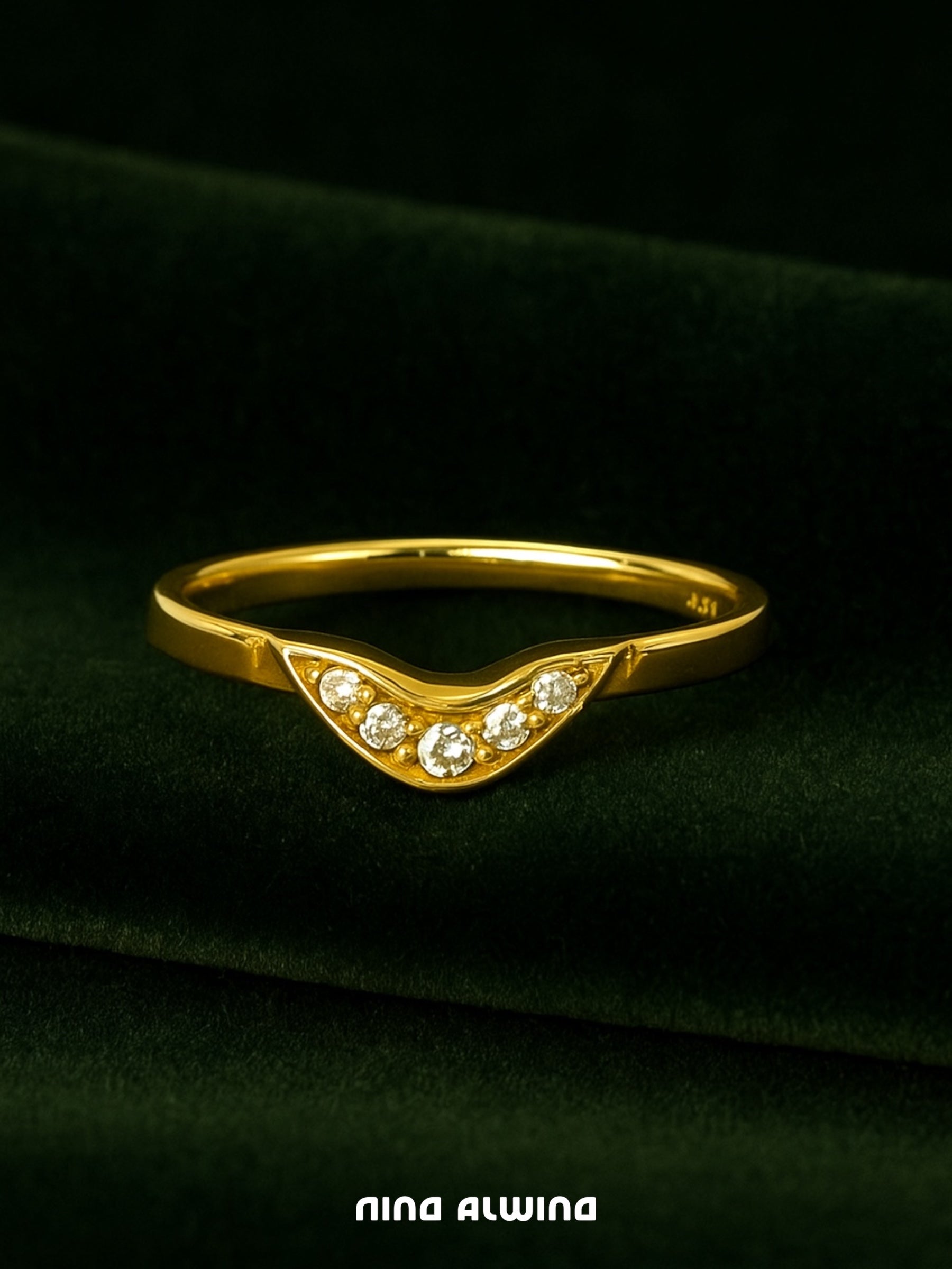 #78 14k Ring mit 5 Diamanten - RG 51