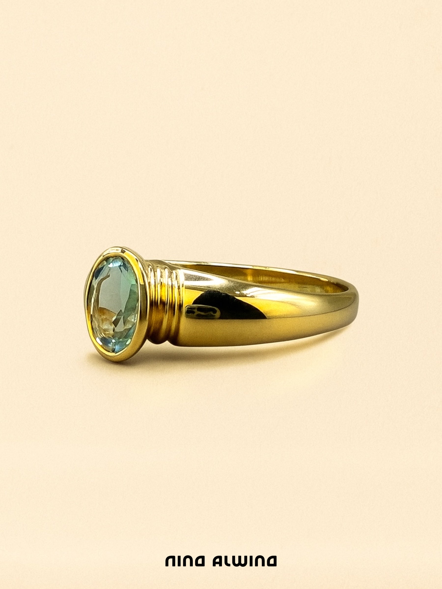 #99 9k Ring mit Aquamarin - RG 60