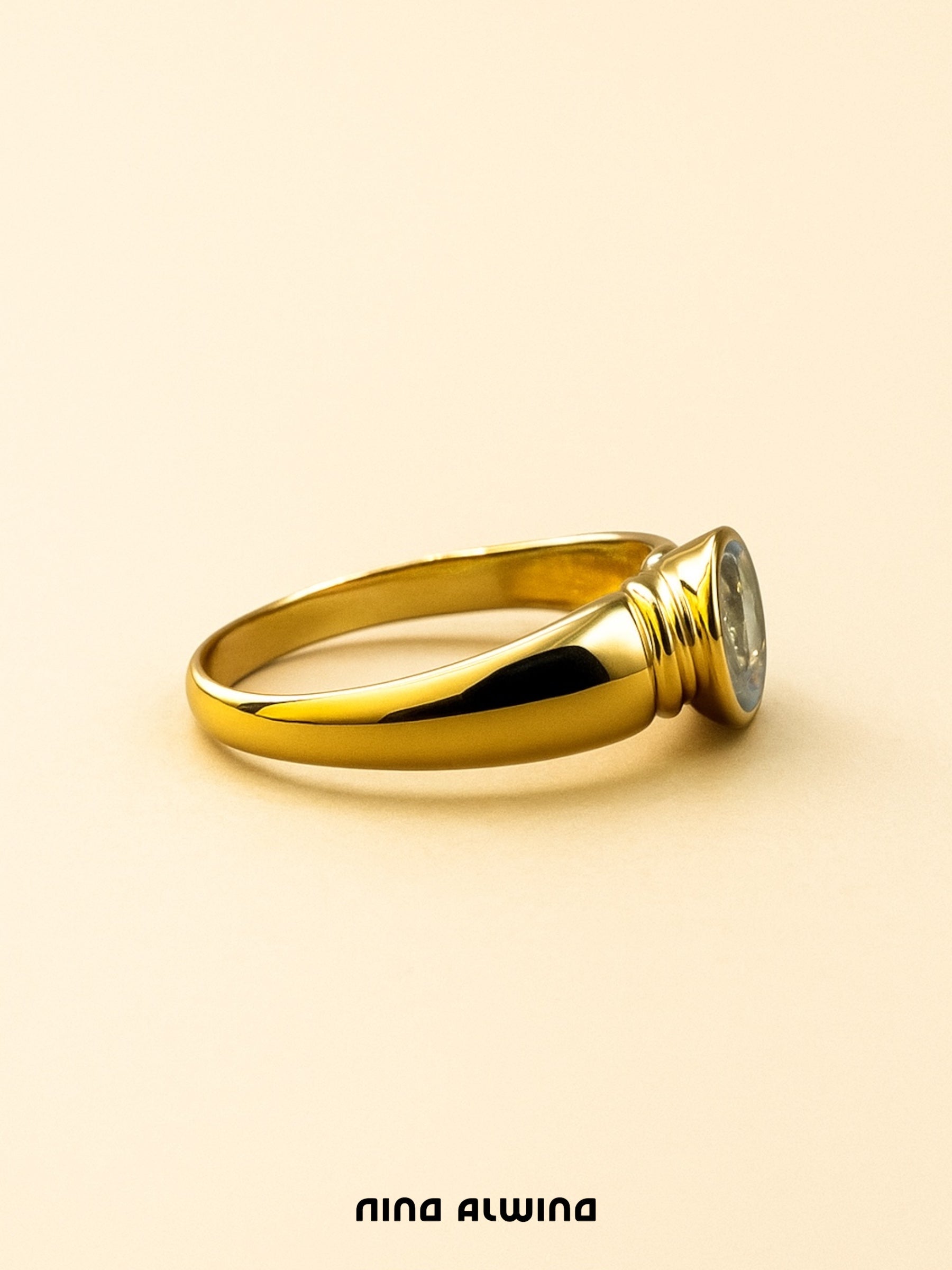 #99 9k Ring mit Aquamarin - RG 60