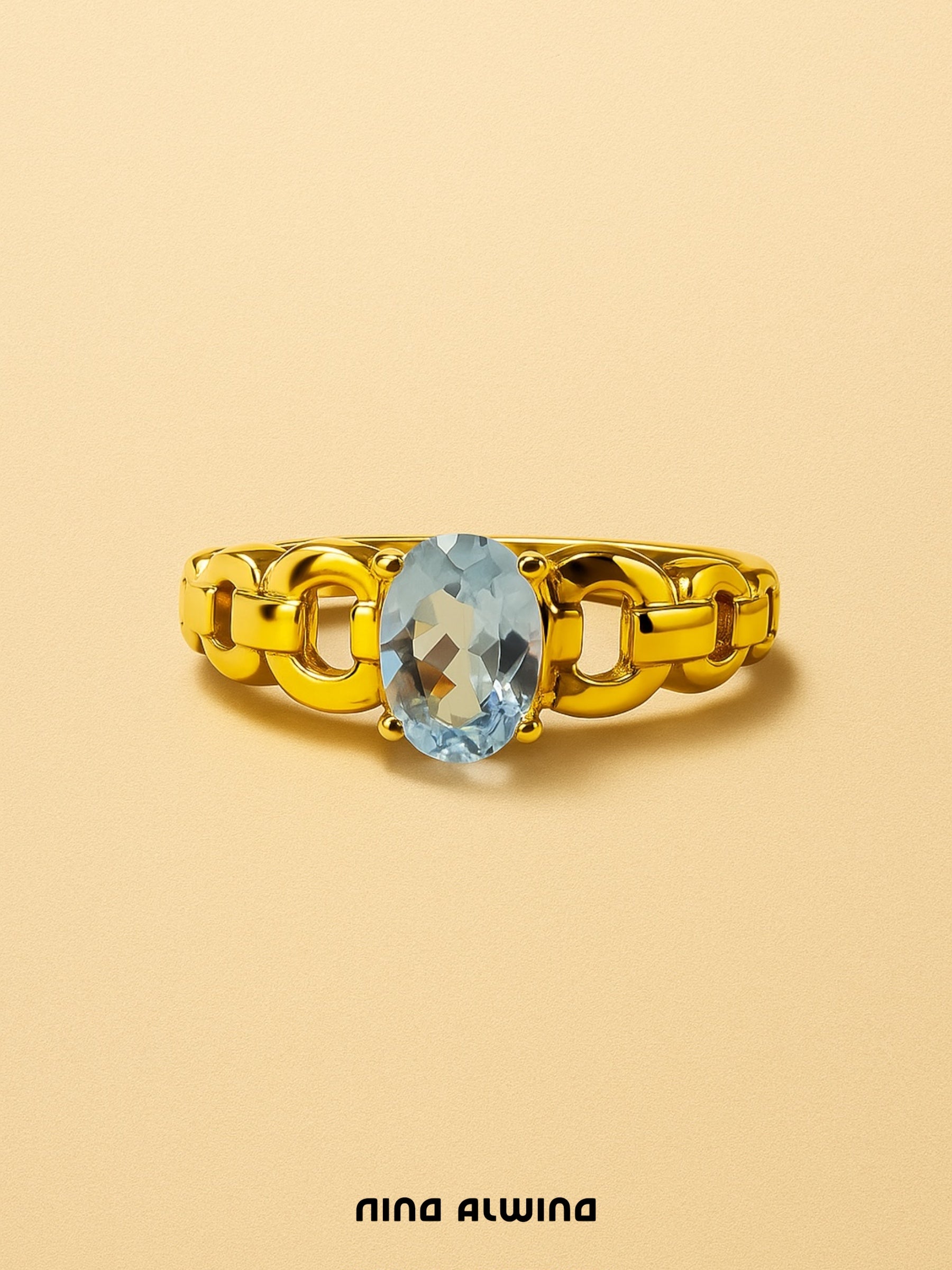 #113 8k Ring mit hellblauem Zirkon - RG 56