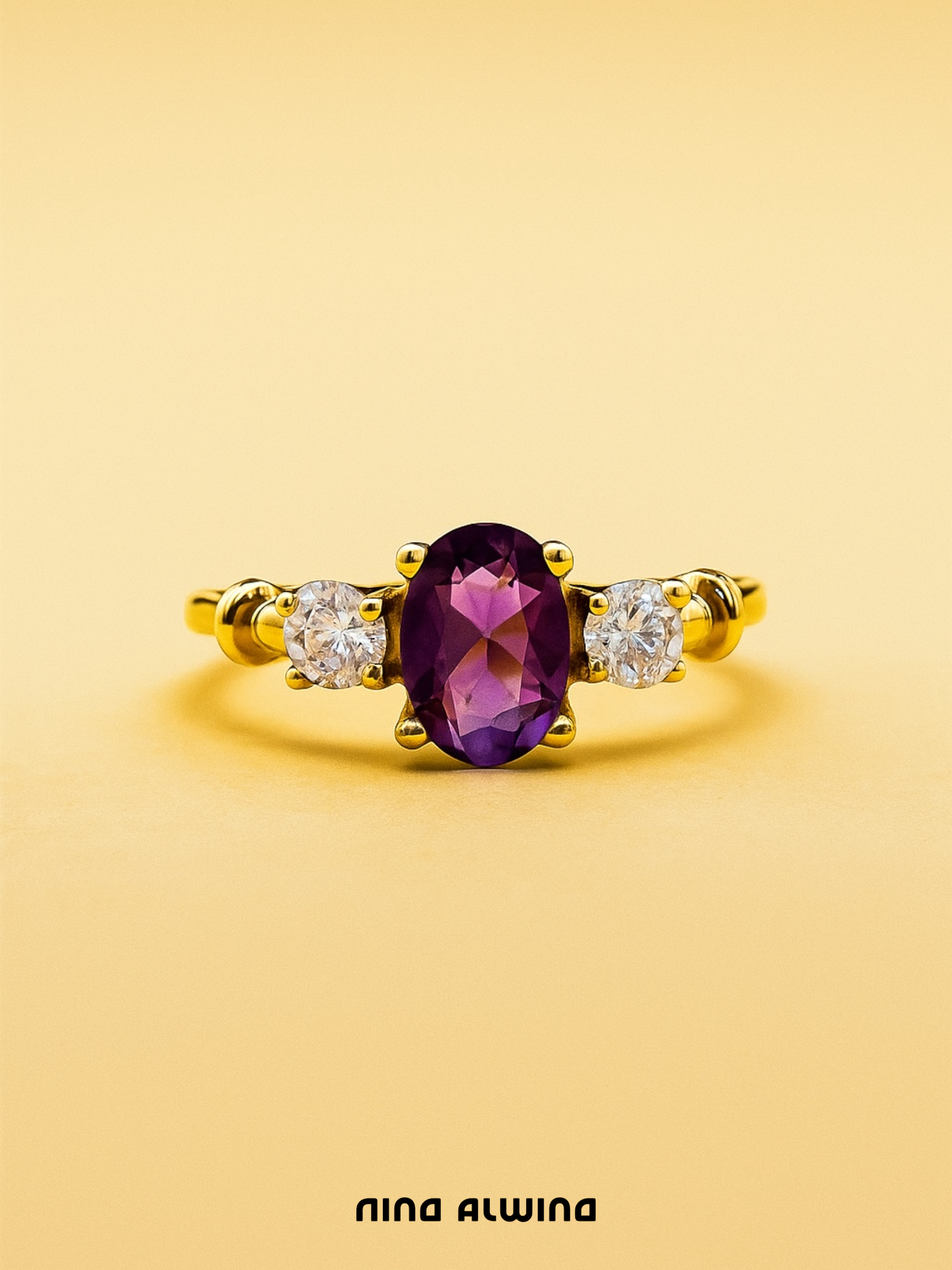 #127 8k Ring Amethyst & Spinell - RG 57