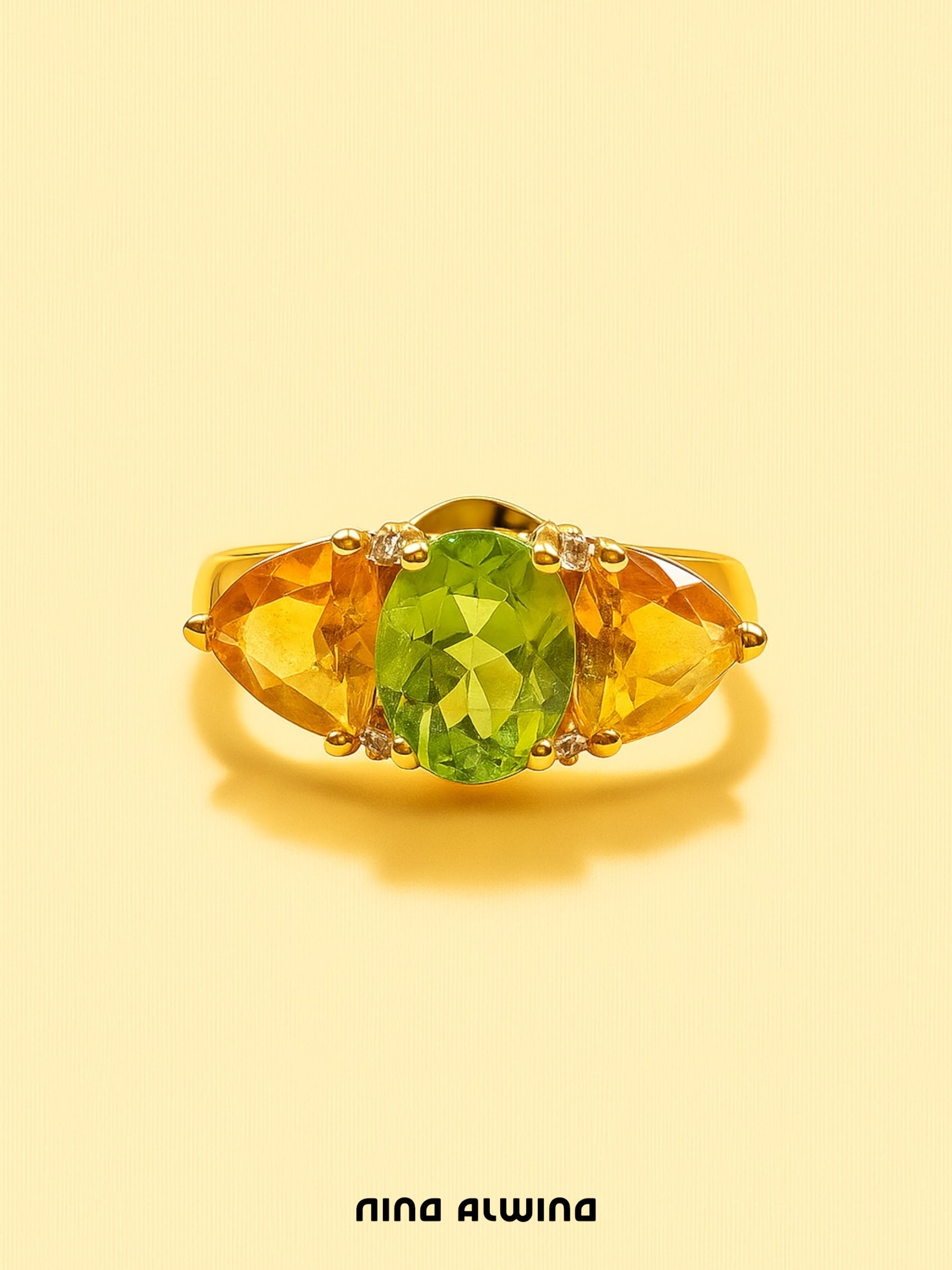 #141 9k mit Peridot & Citrin & Diamanten - RG 60