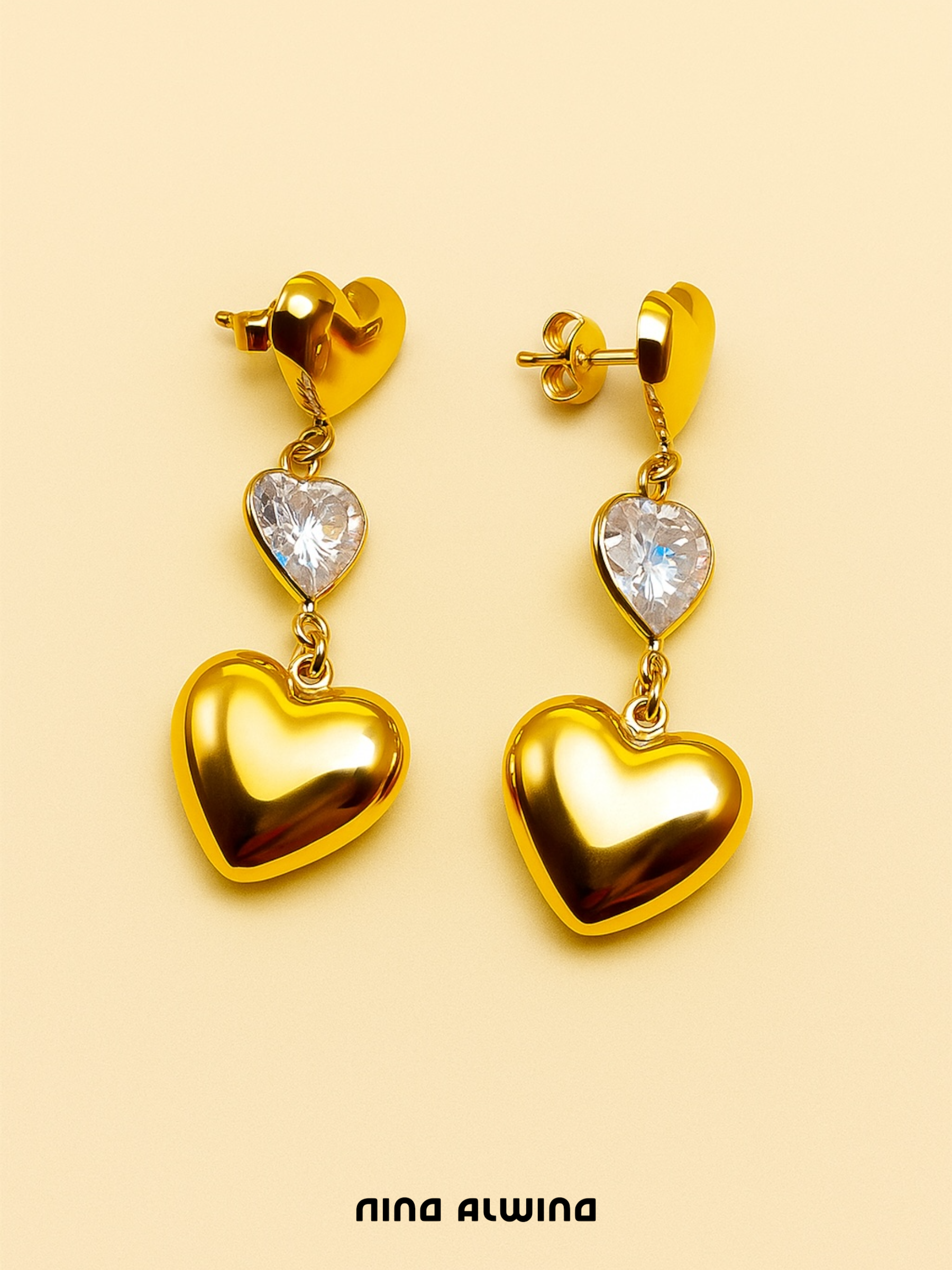 #182 8k Ohrringe Herz - 3,9cm