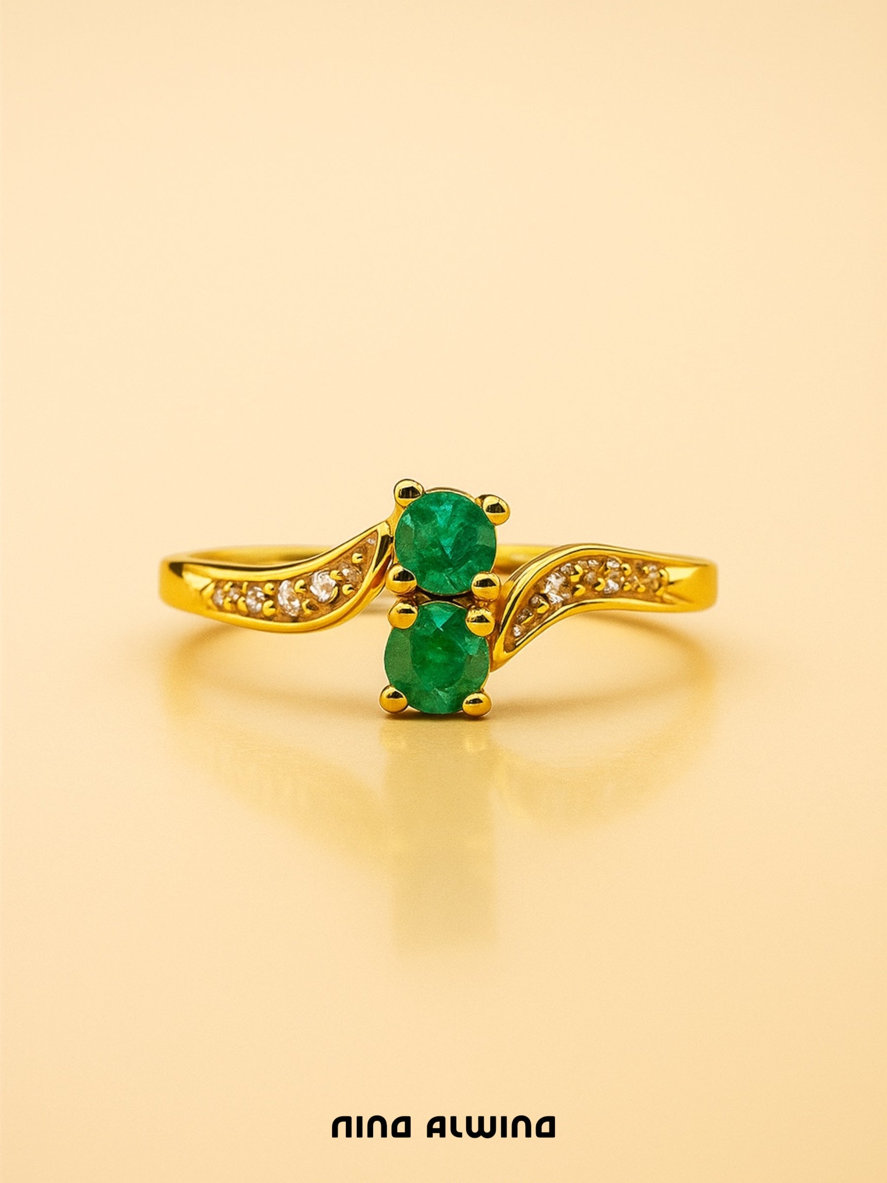 #192 8k Ring mit Smaragd & Zirkonia - RG 55