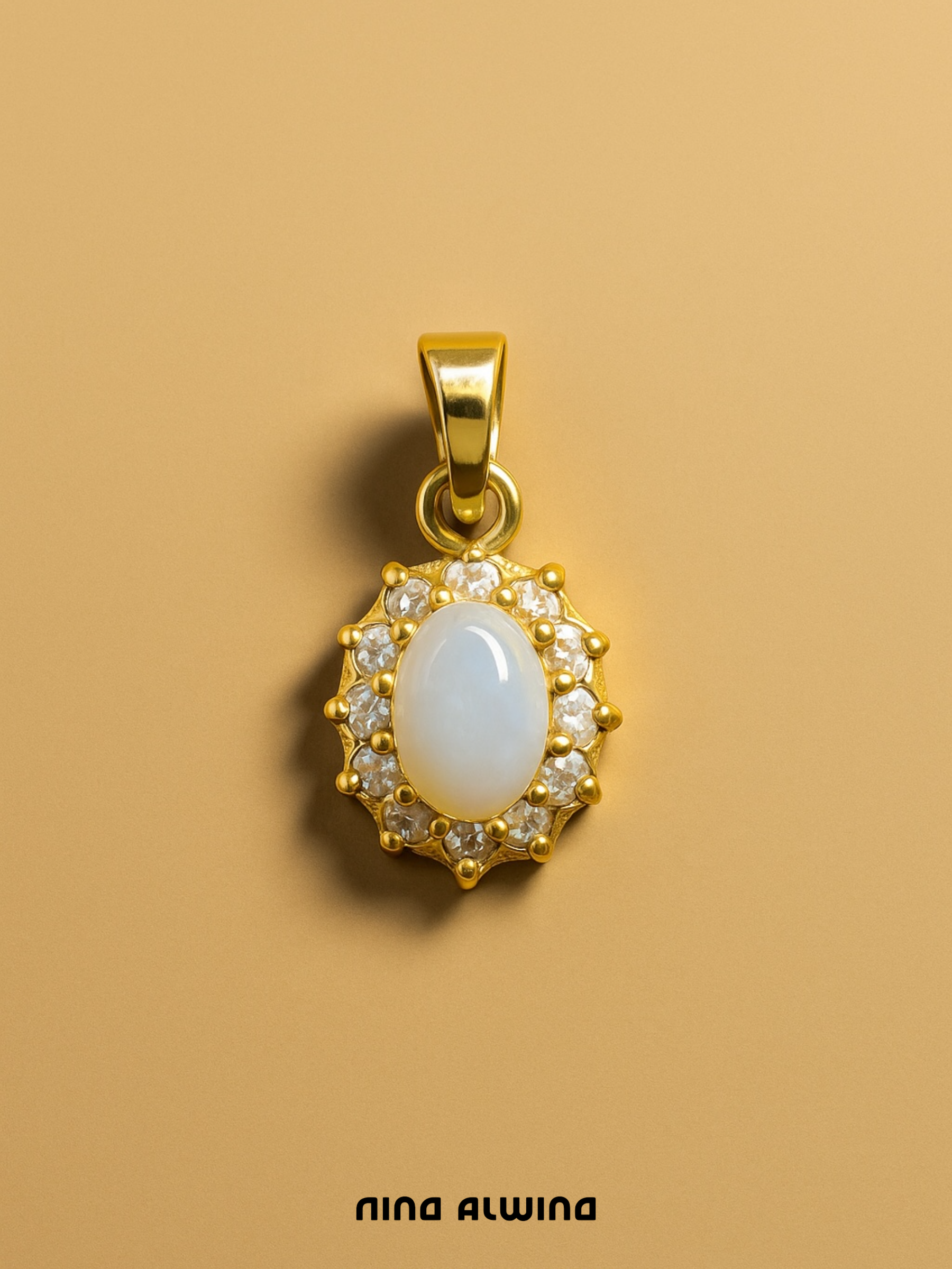 #241 8k Anhänger mit Opal und Zirkon - 2cm