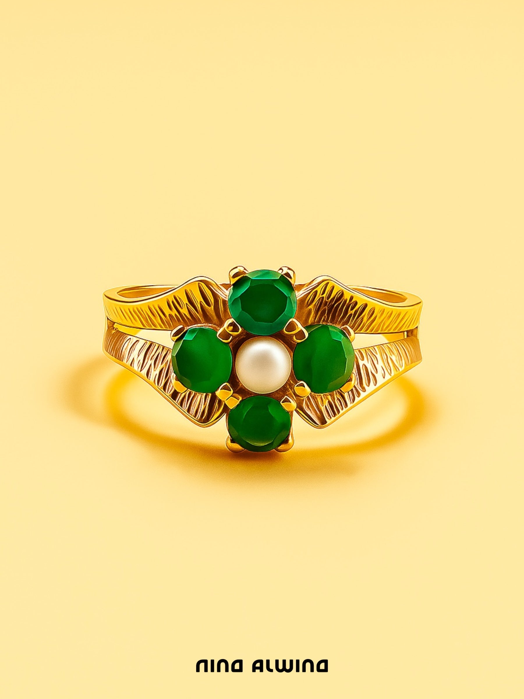 #236 8k Ring mit Achat & Perle - RG 53