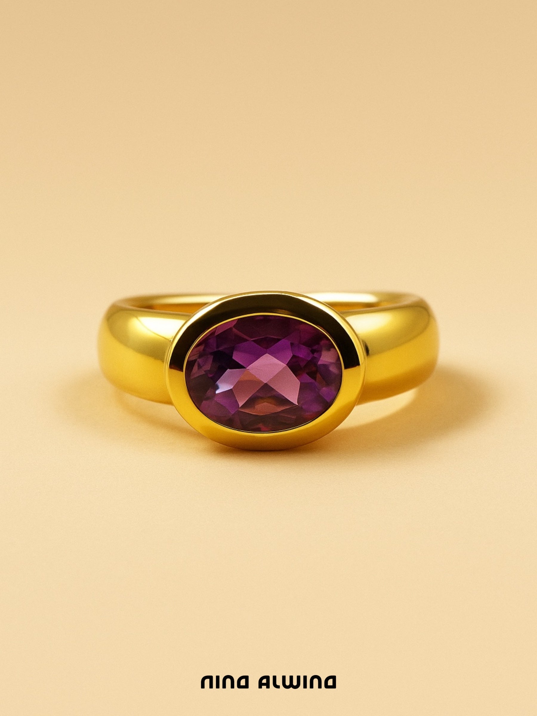 #232 Massiver 8k Ring mit Amethyst - RG 59
