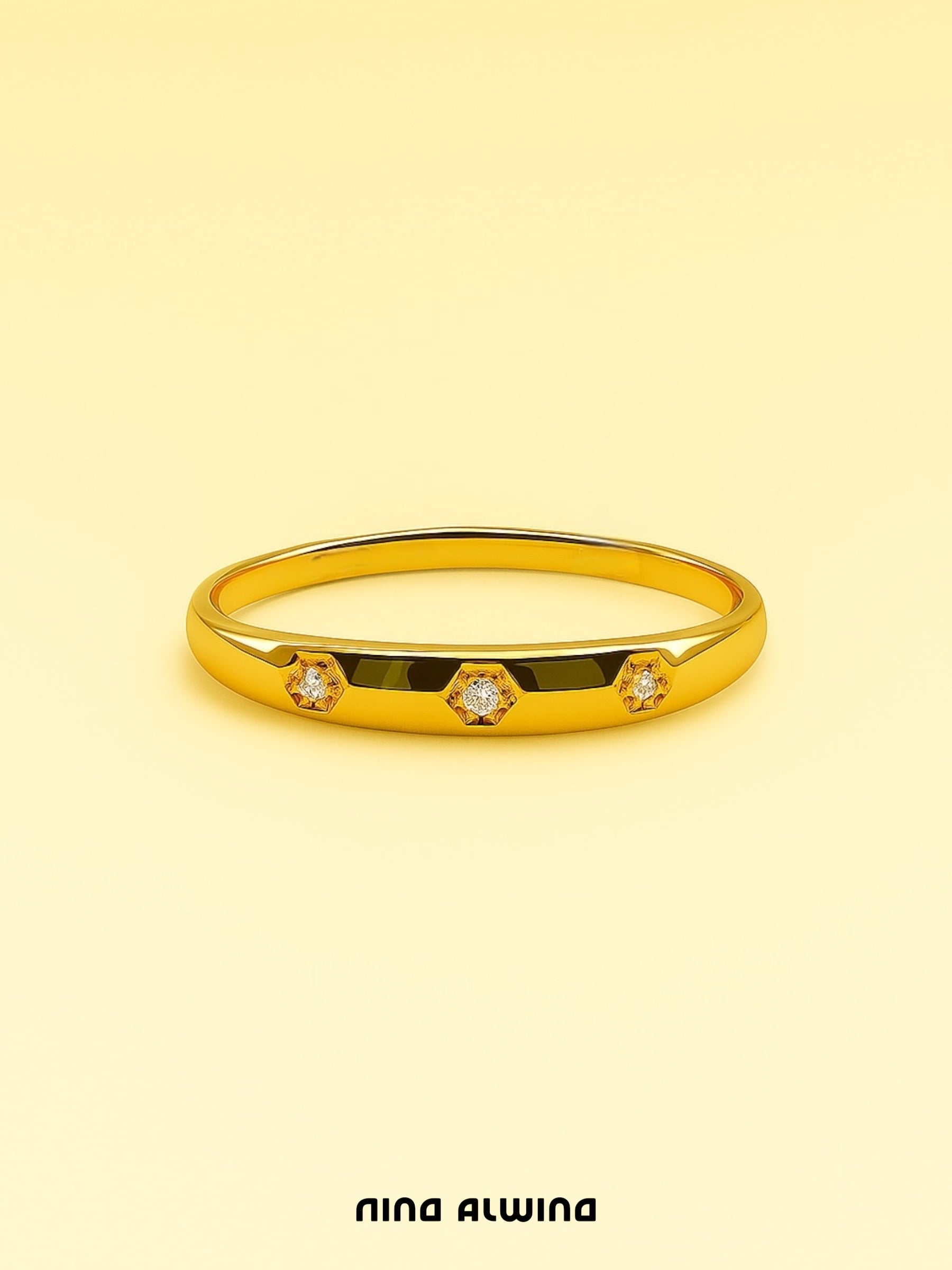 #251 8k Ring mit 3 Diamanten - RG 55