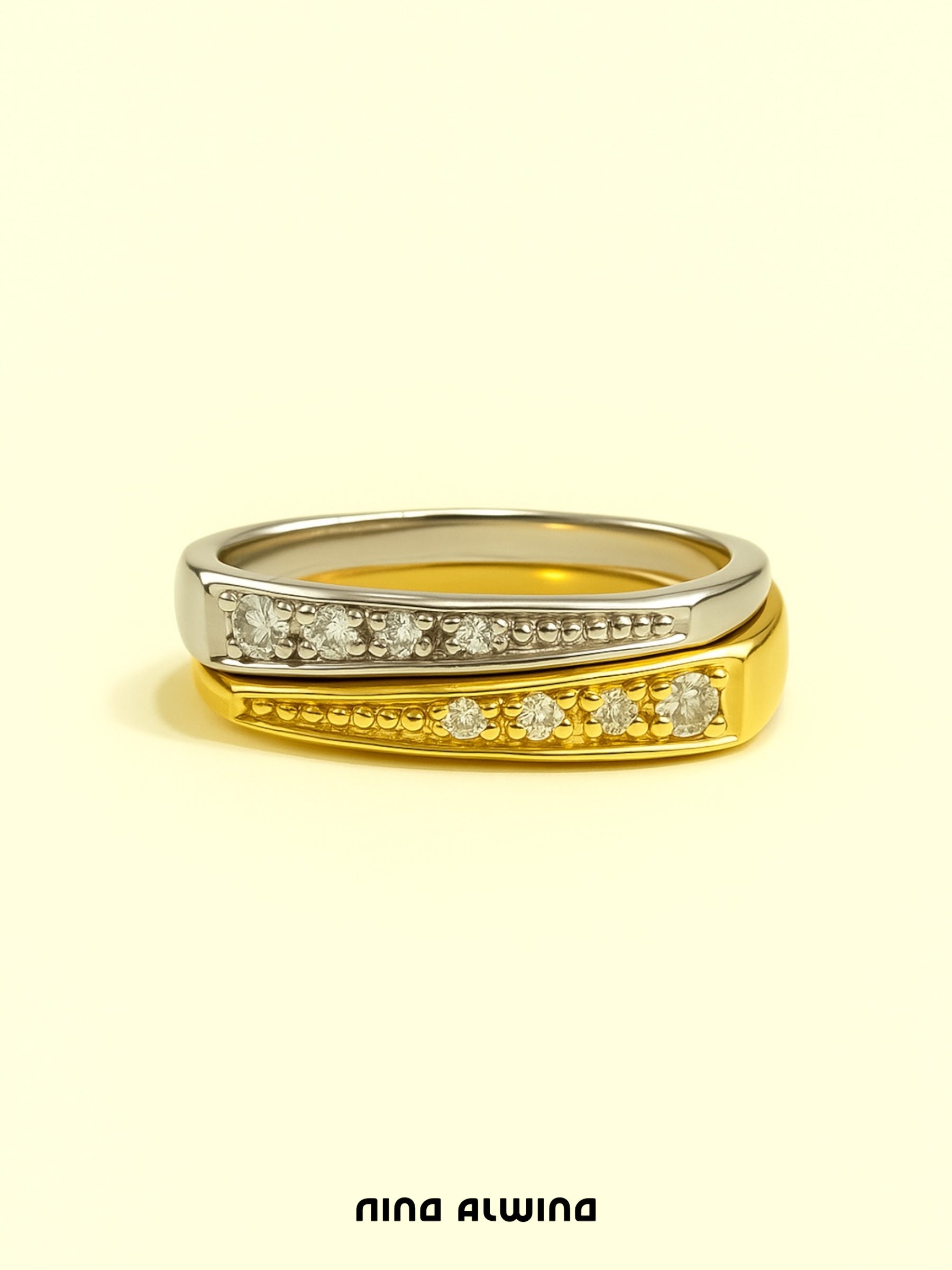 #252 Zwei 8k Ringe mit 8 Diamanten - RG 53