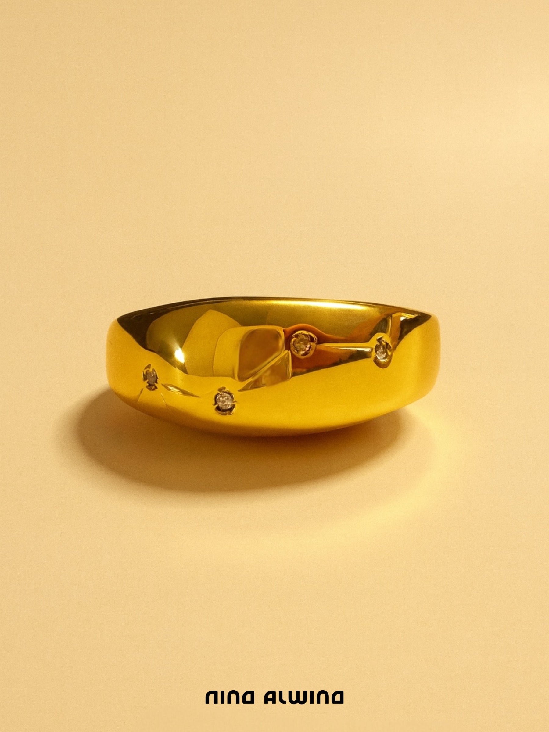 #338 8k Ring mit 4 Diamanten - RG 60