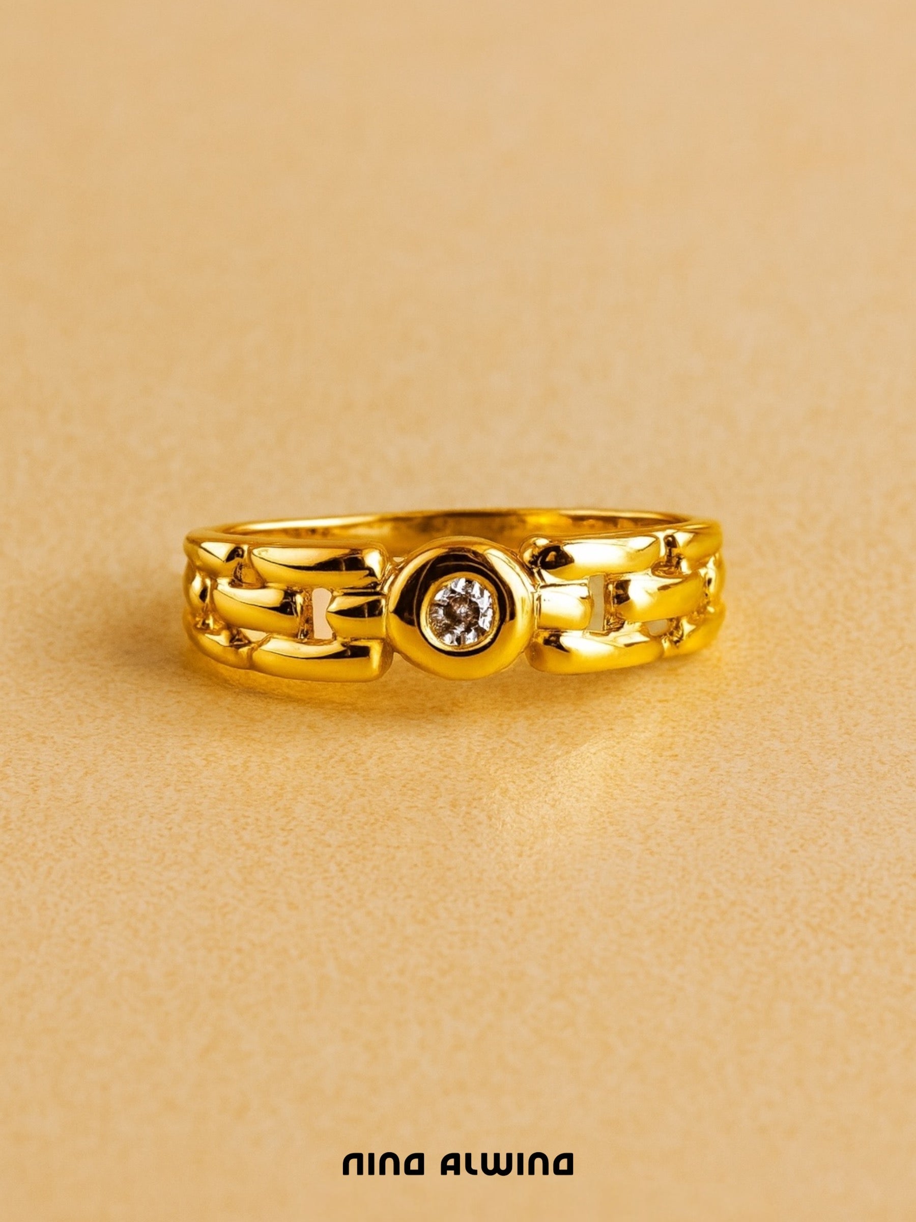 #345 8k Ring mit Diamant - RG 50