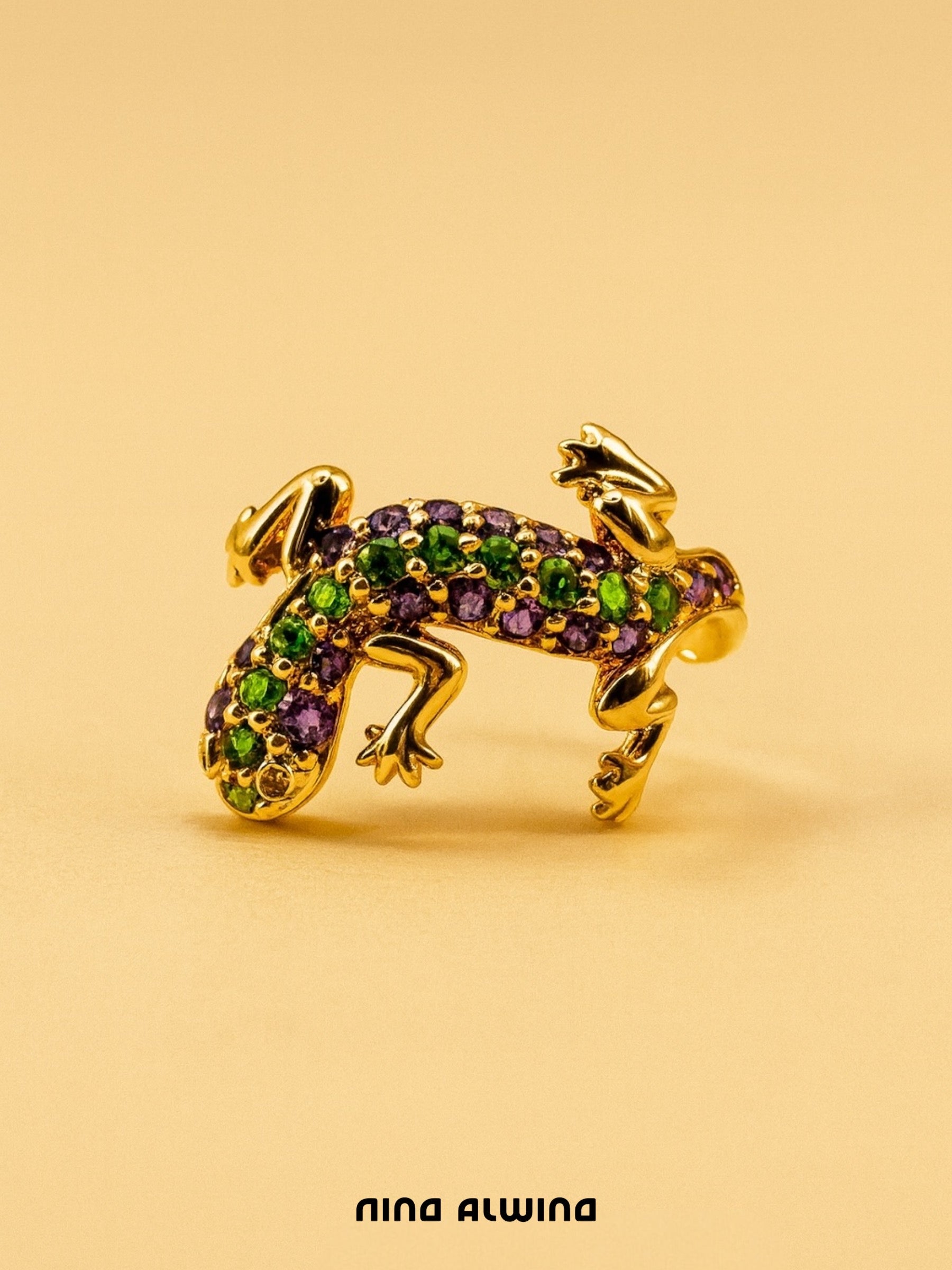 #350 9k Ring mit Peridot & Amethyst - RG 56