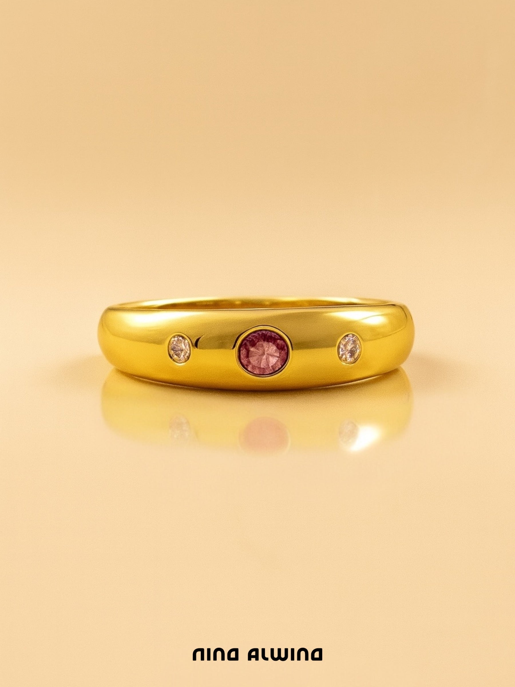 #352 8k Ring mit Rubin & Zirkon - RG 57