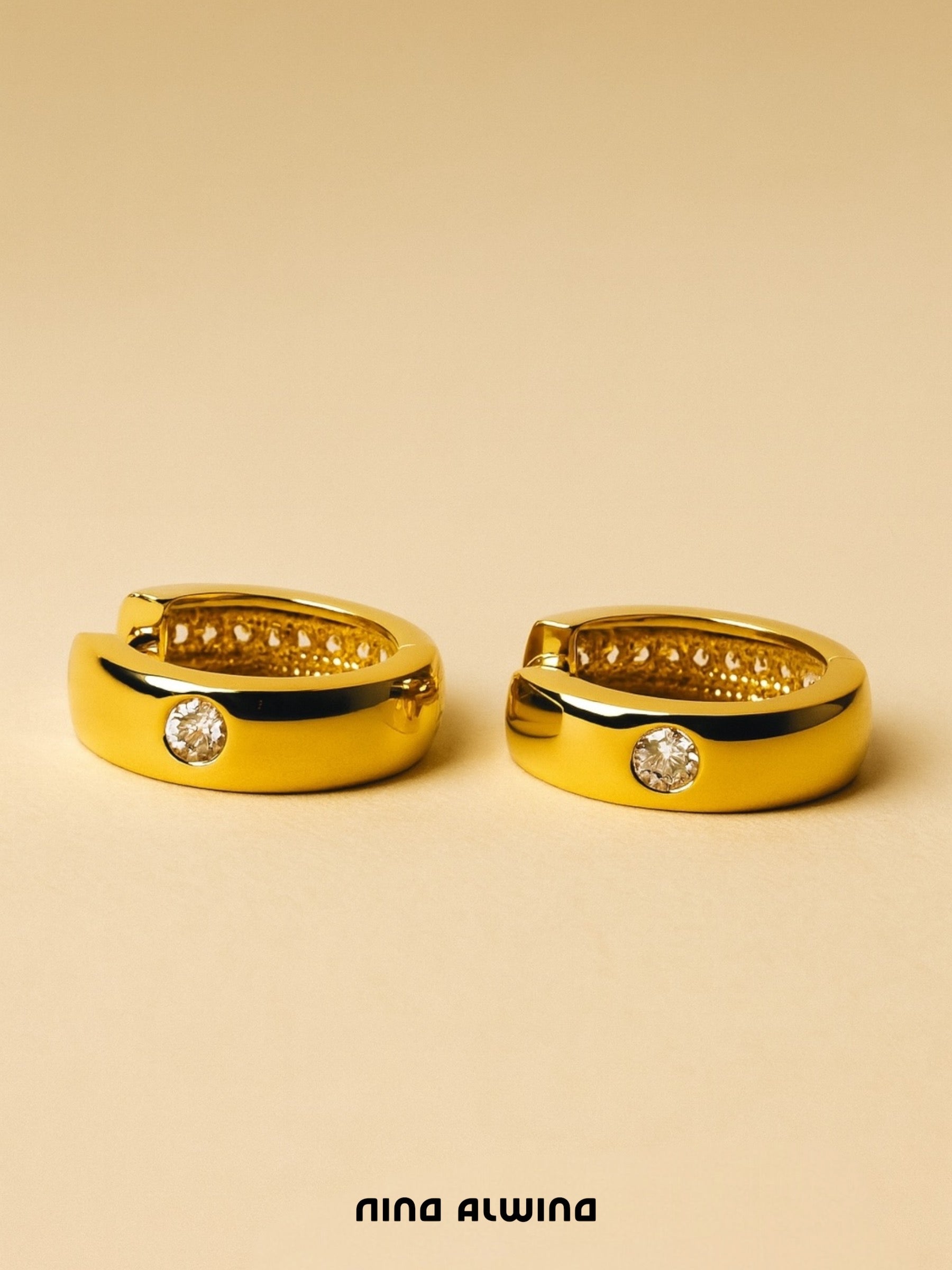 #372 8k Creolen mit Zirkon - 1,5cm