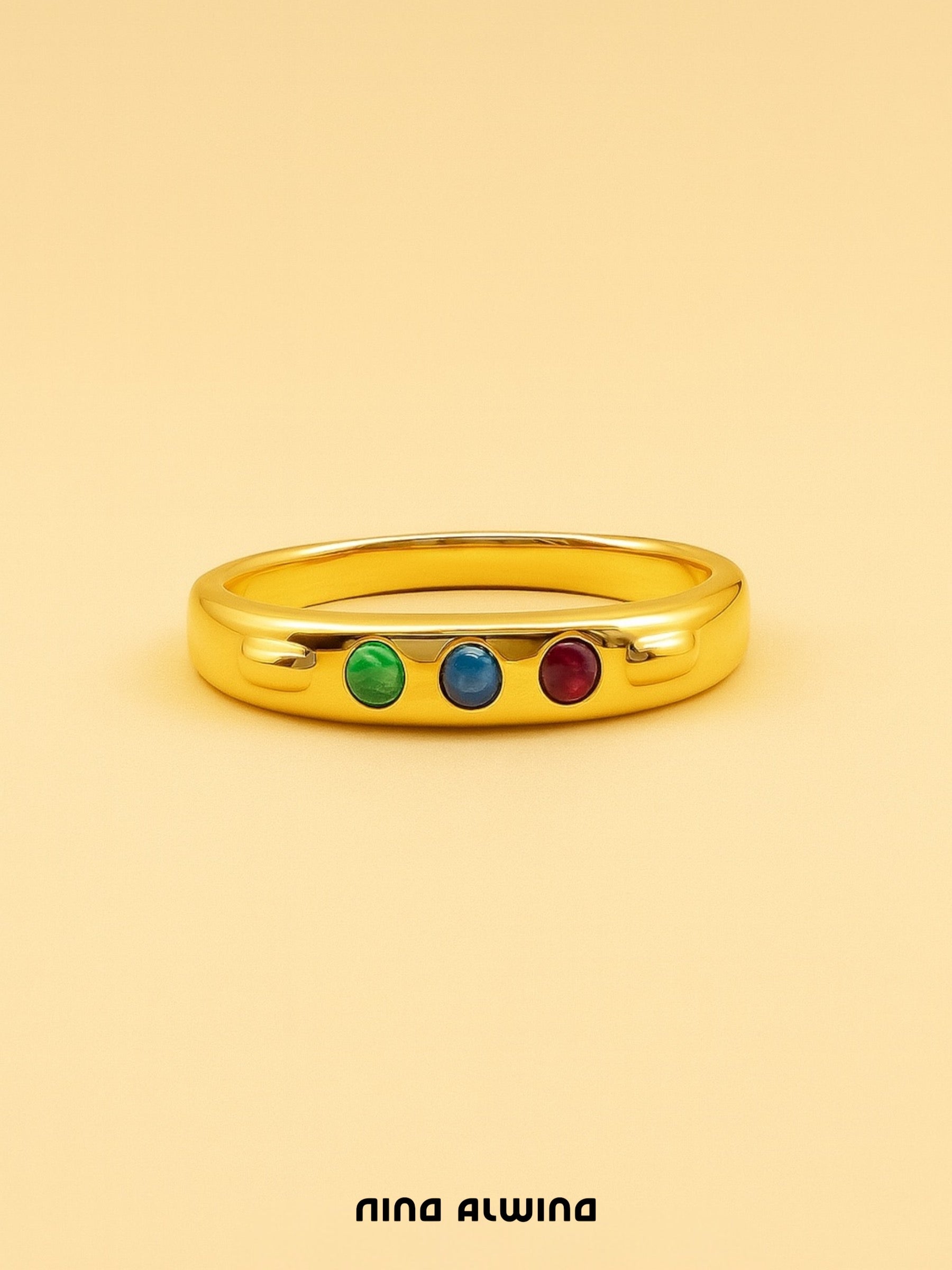 #392 8k Ring mit Smaragd, Rubin, Saphir - RG 54