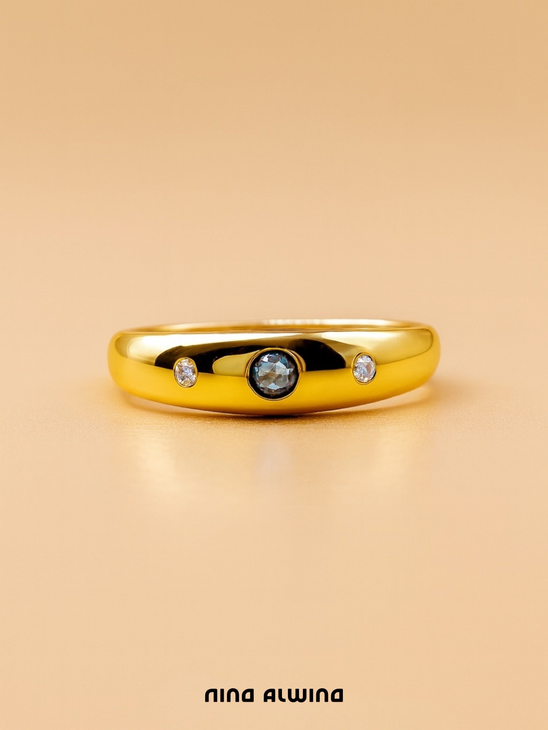 #363 8k Ring mit Saphir & Zirkon - RG 60