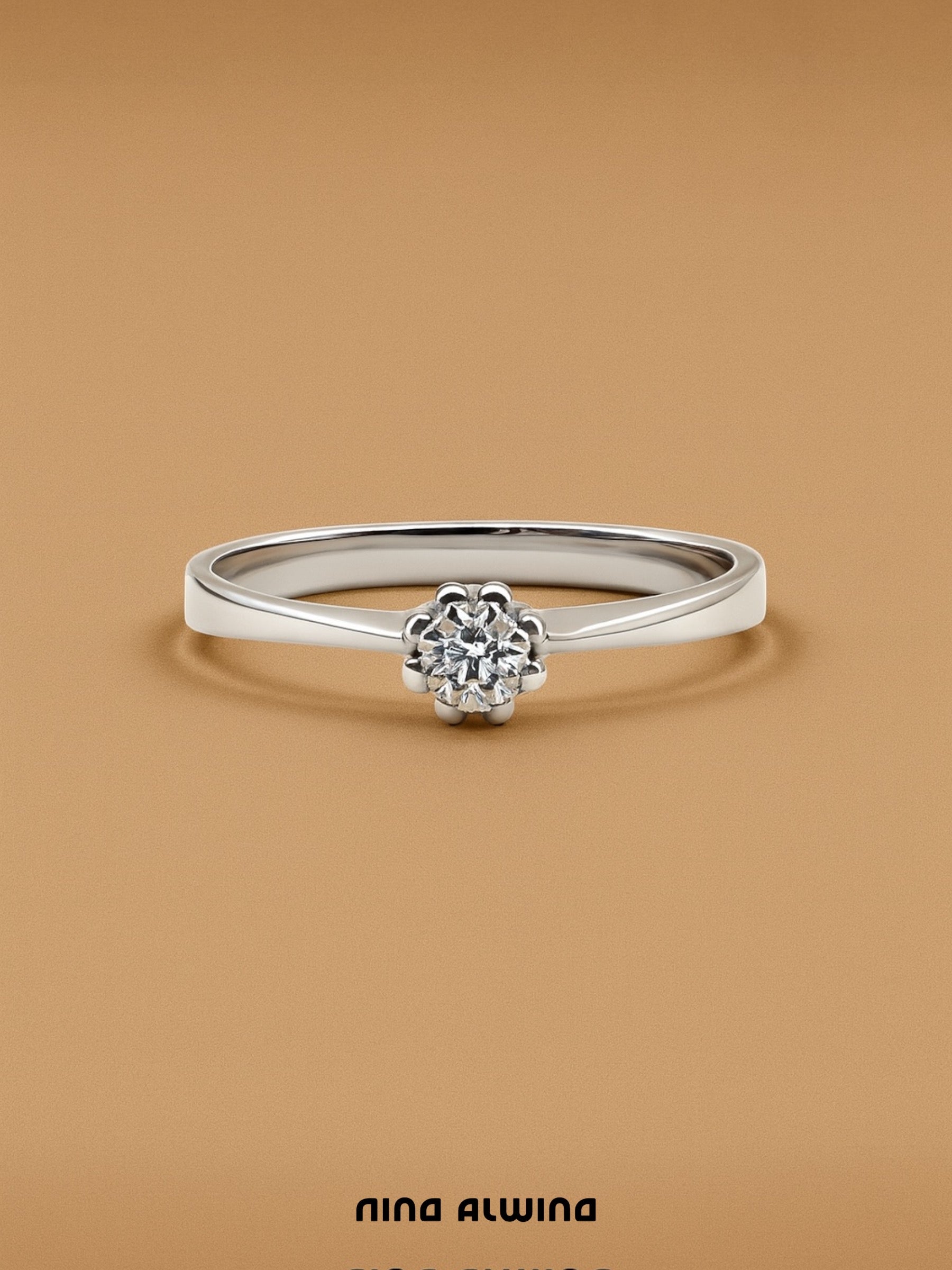 #429 Massiver 8k Ring Weißgold mit Diamant - RG 56