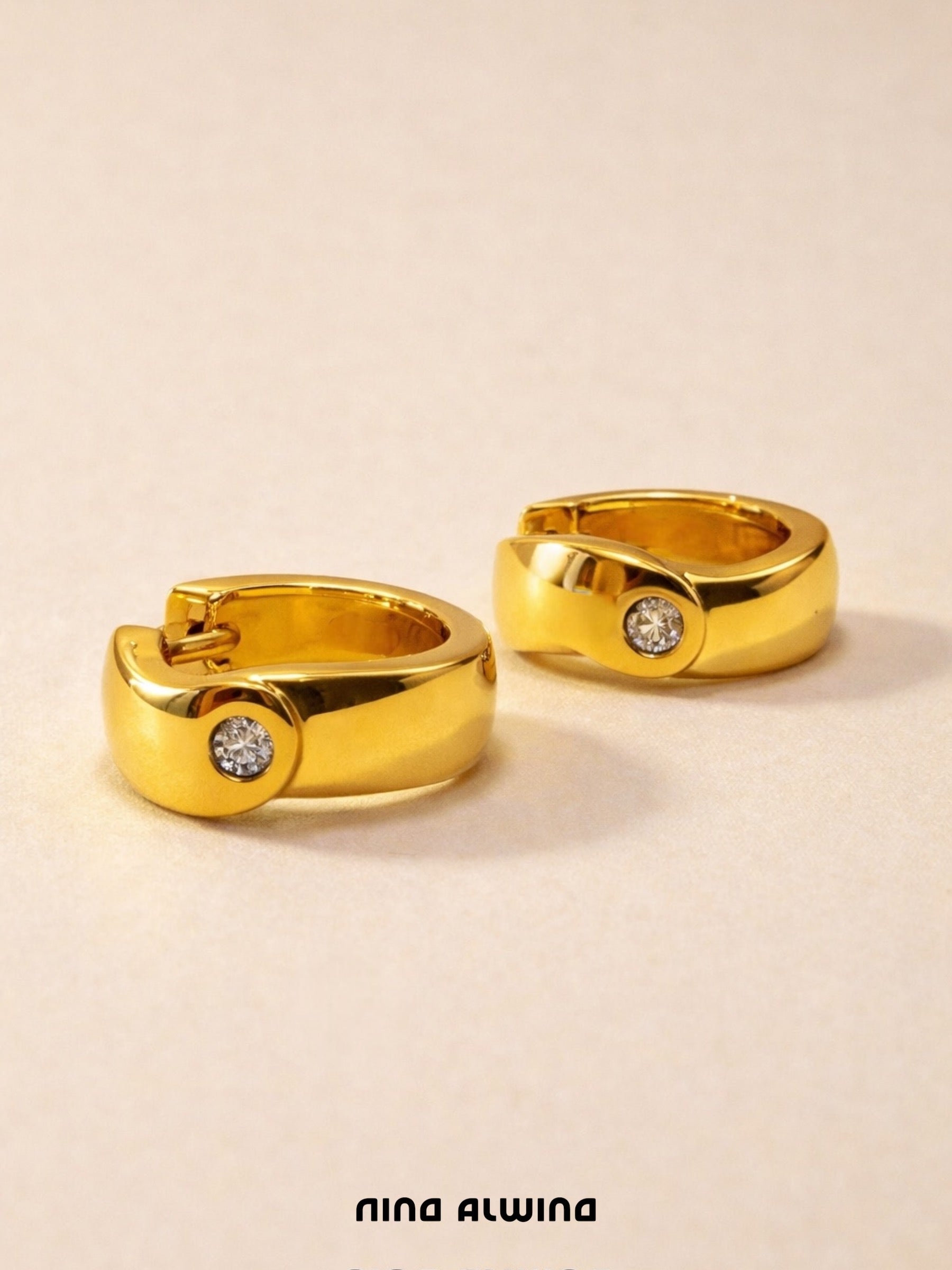 #436 8k Creolen mit Zirkon - 1,4cm