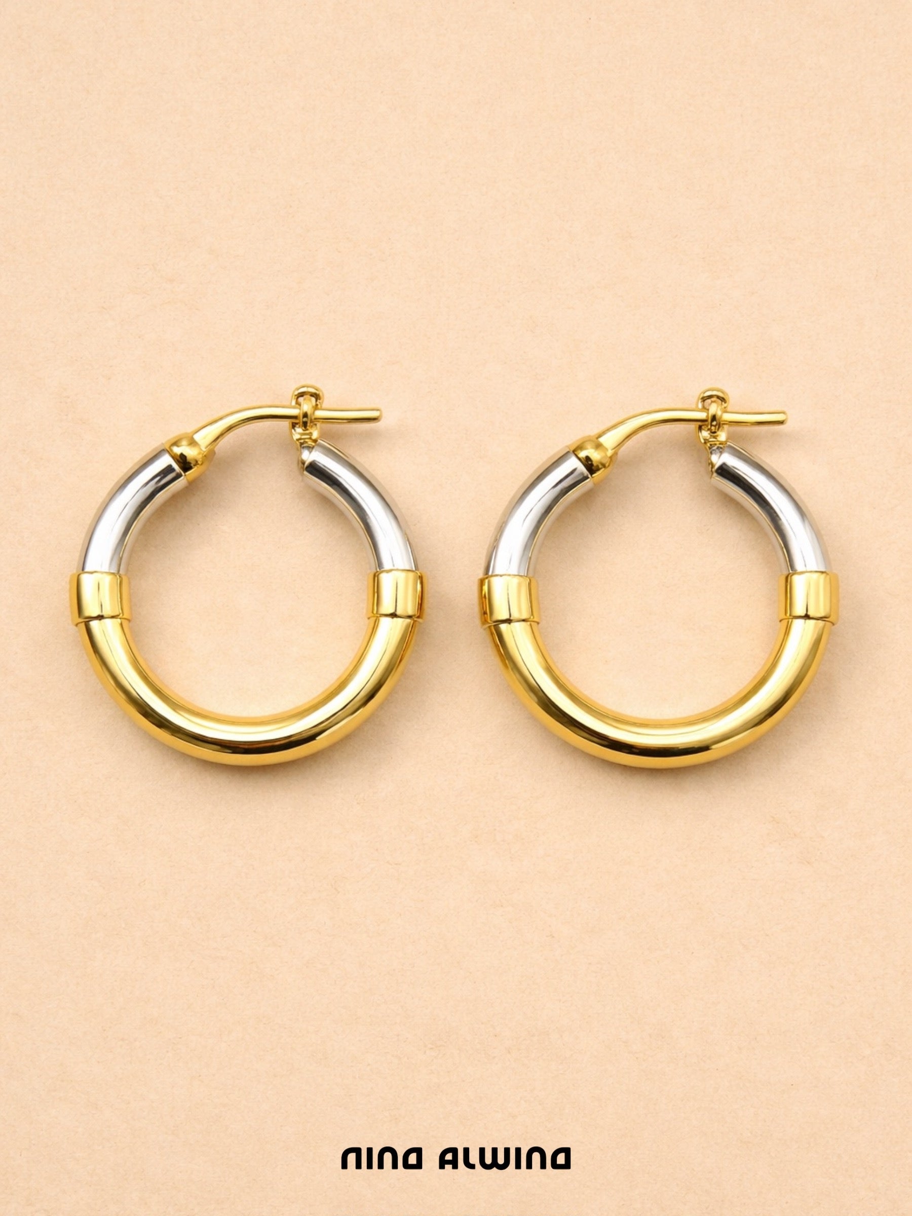 #495 8k Creolen Weißgold & Gelbgold - 2,2cm