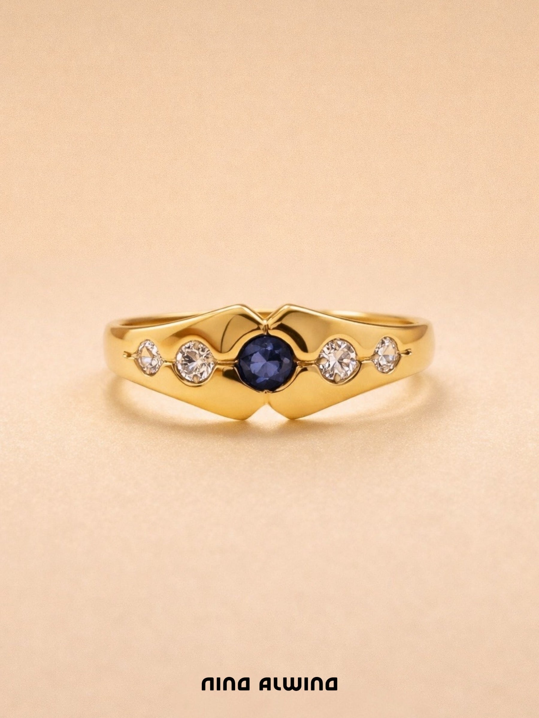 #500 8k Ring mit Saphir & Zirkon - RG 55