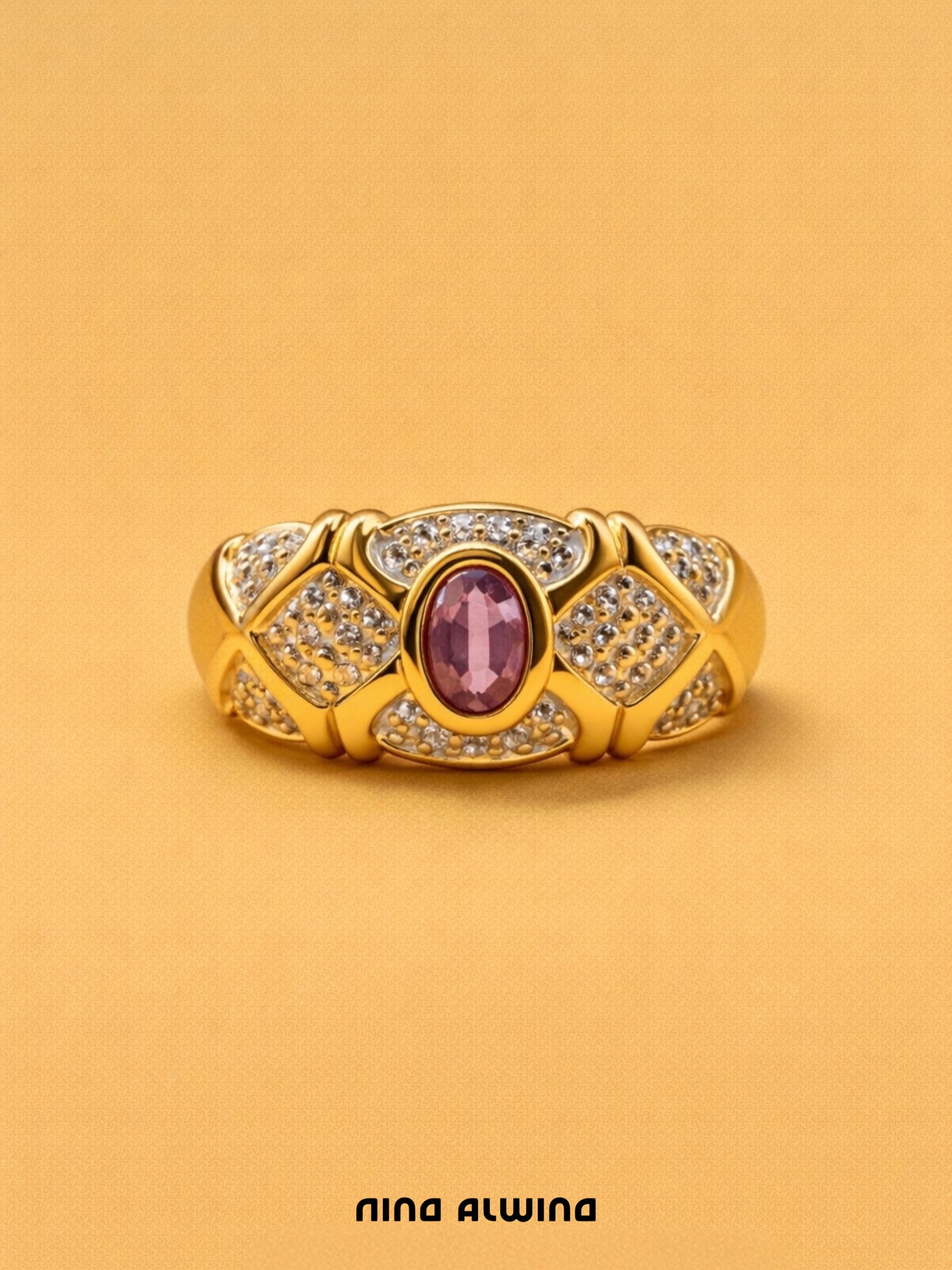 #529 8k Ring mit Rubin & 2 Diamanten - RG 56,5