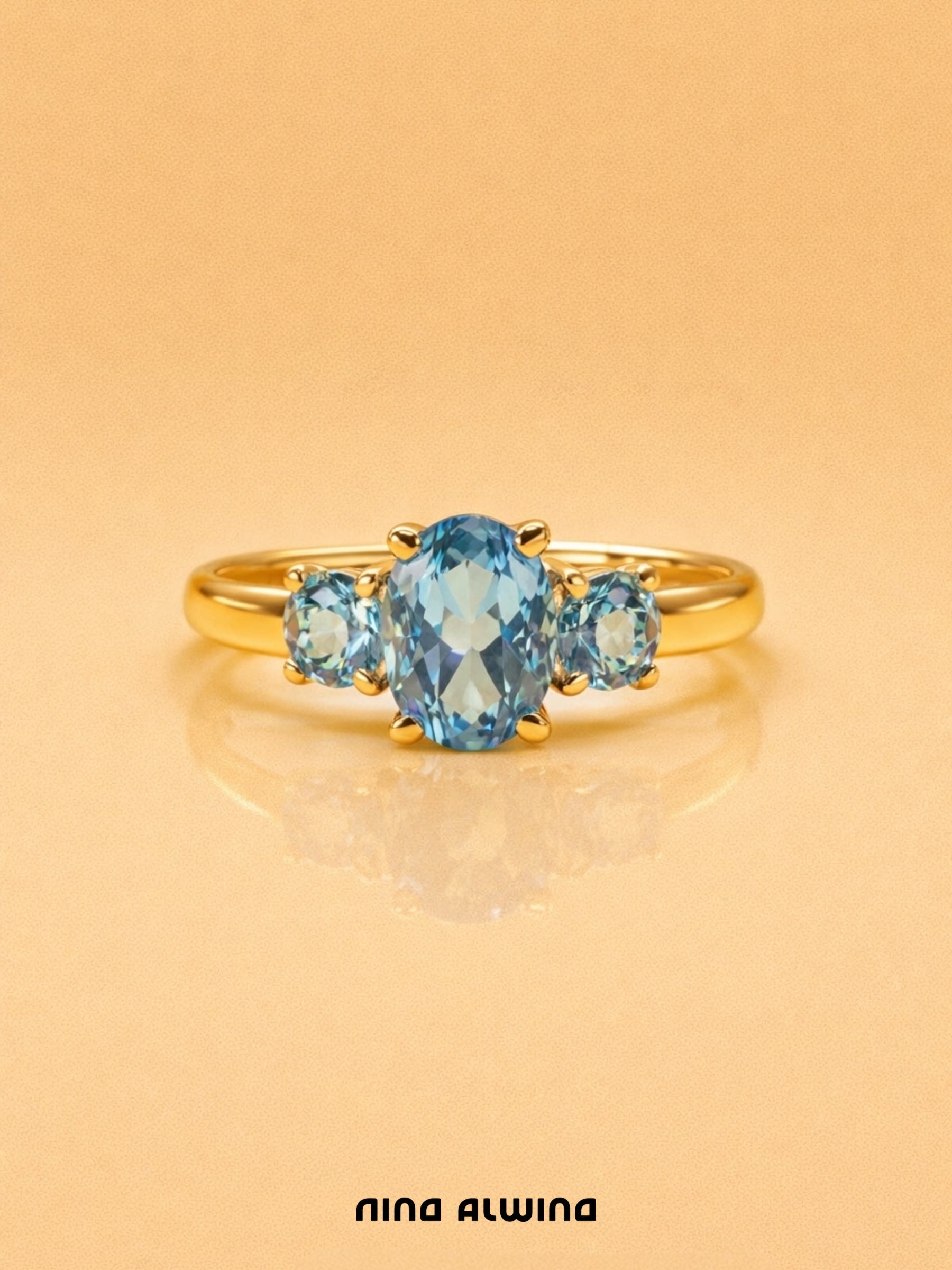 #518 Massiver 8k Ring mit 3 Aquamarinen - RG 53
