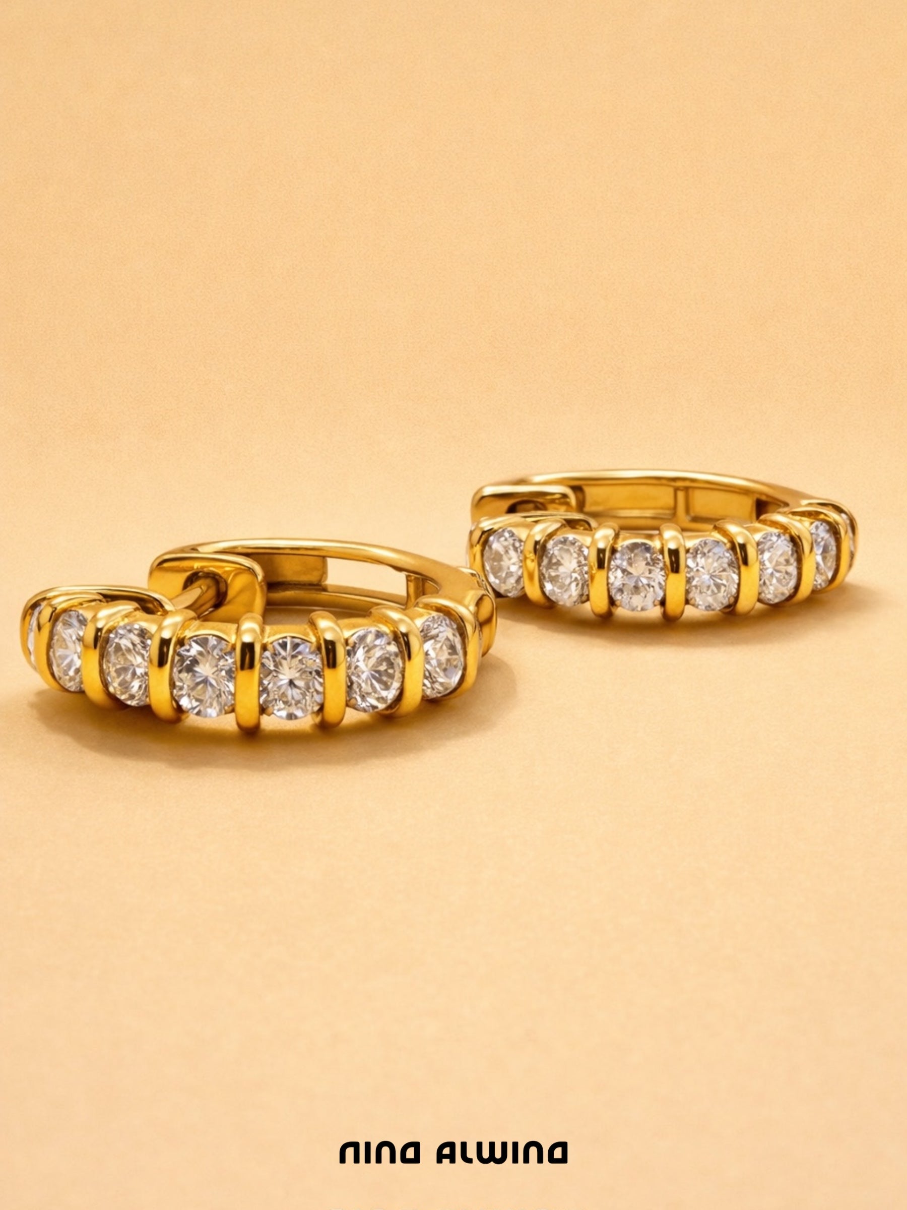 #515 Massive 8k Creolen mit Zirkon - 1,5cm