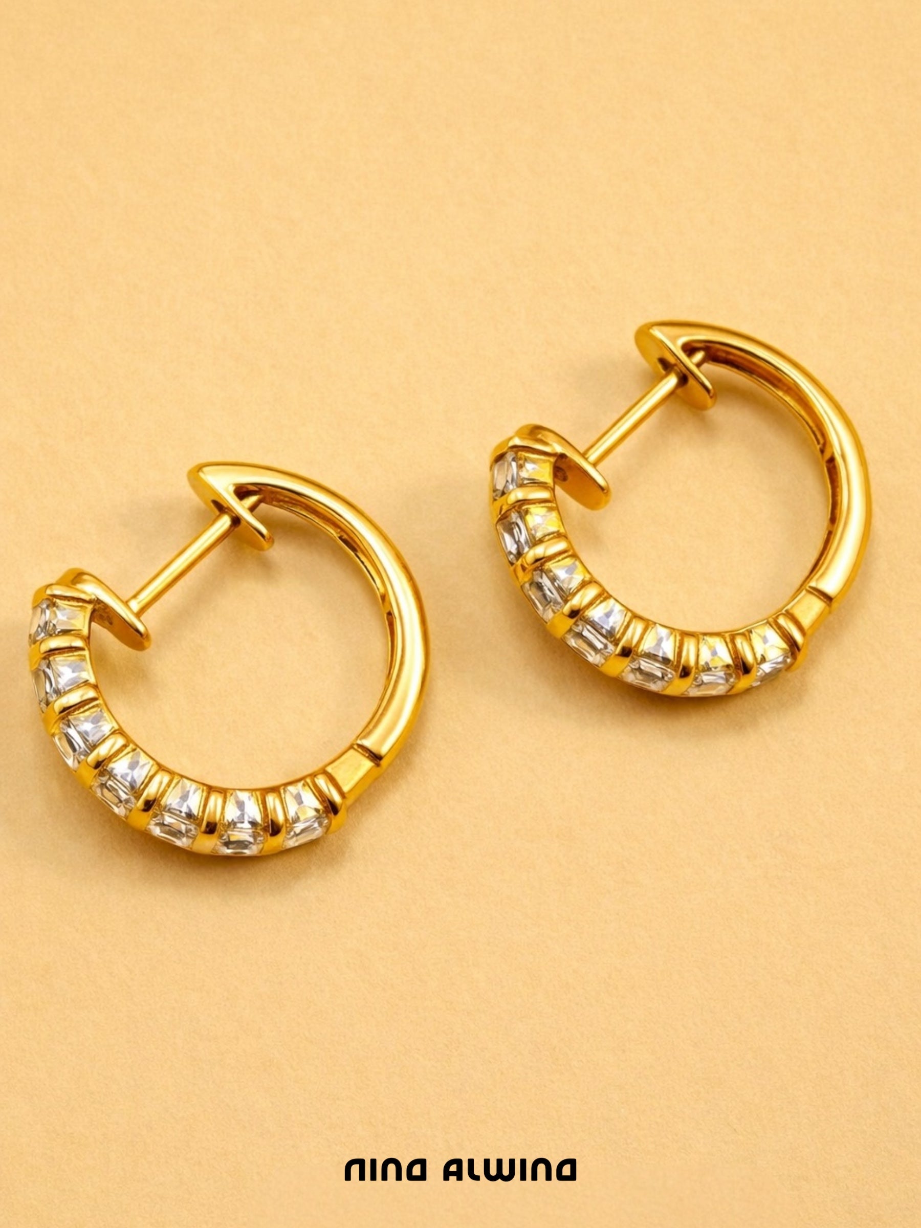 #515 Massive 8k Creolen mit Zirkon - 1,5cm