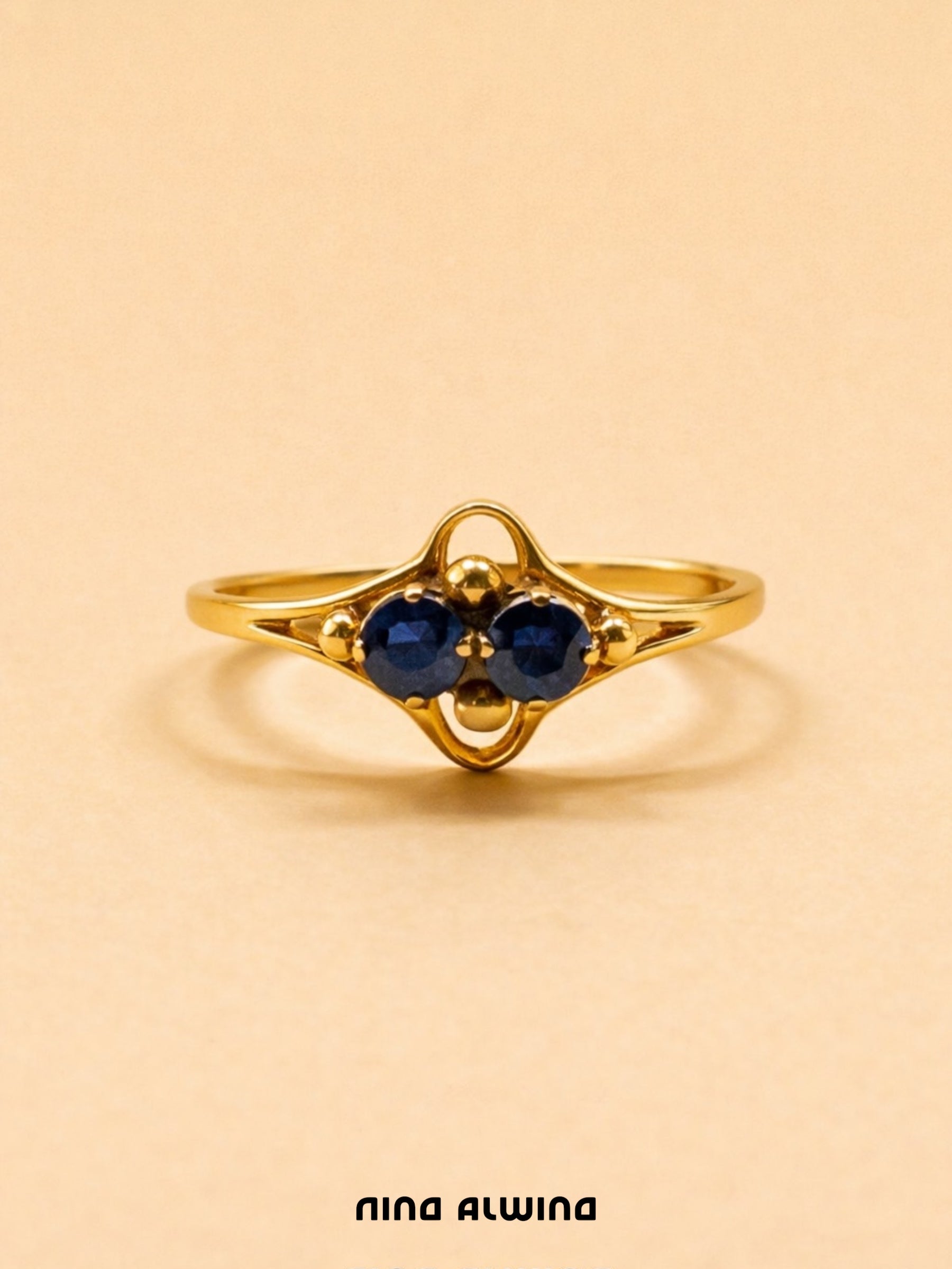 #507 8k Ring mit 2 Saphiren - RG 56