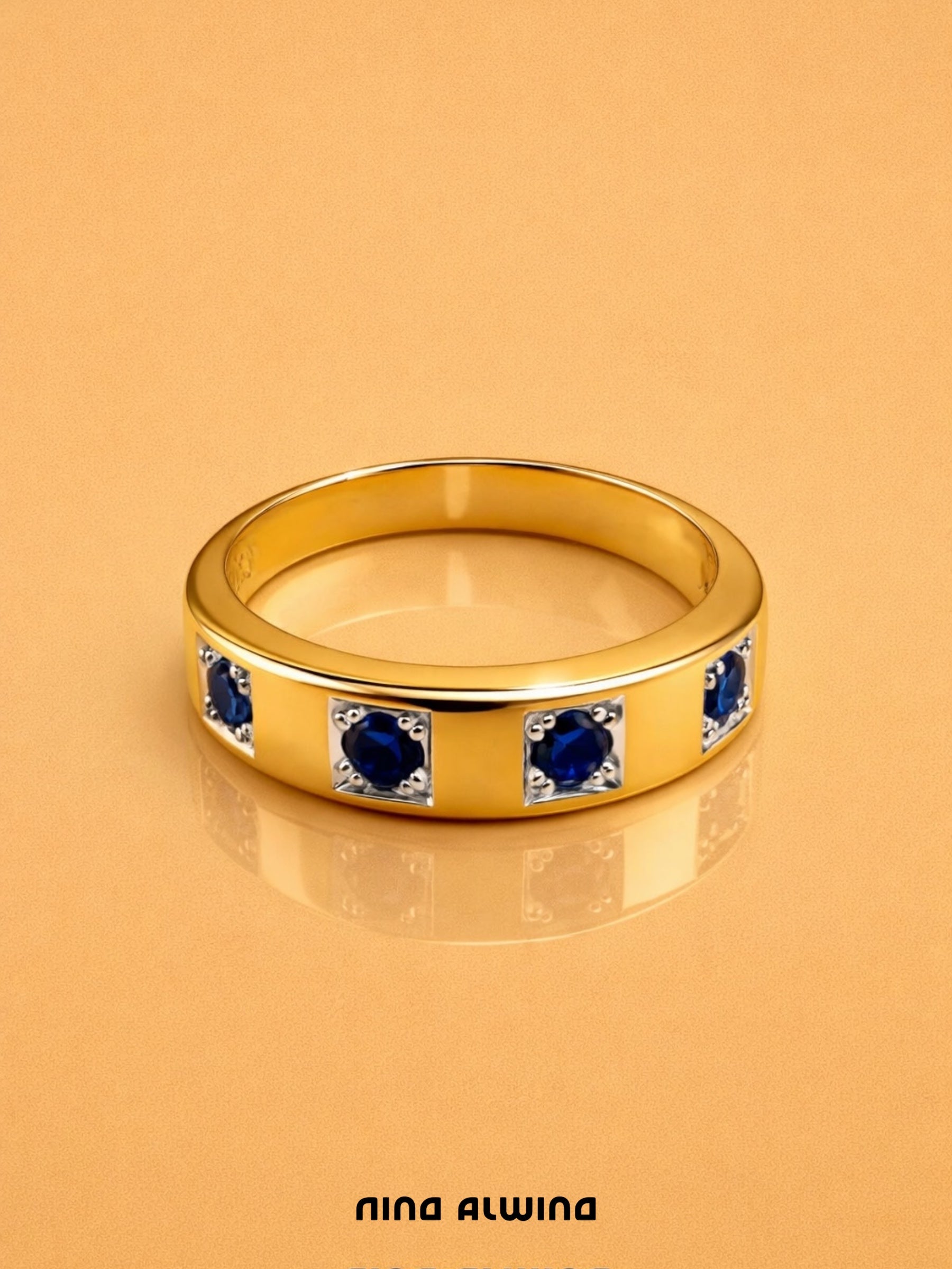 #556 Massiver 9k Ring mit 4 Saphiren - RG 57