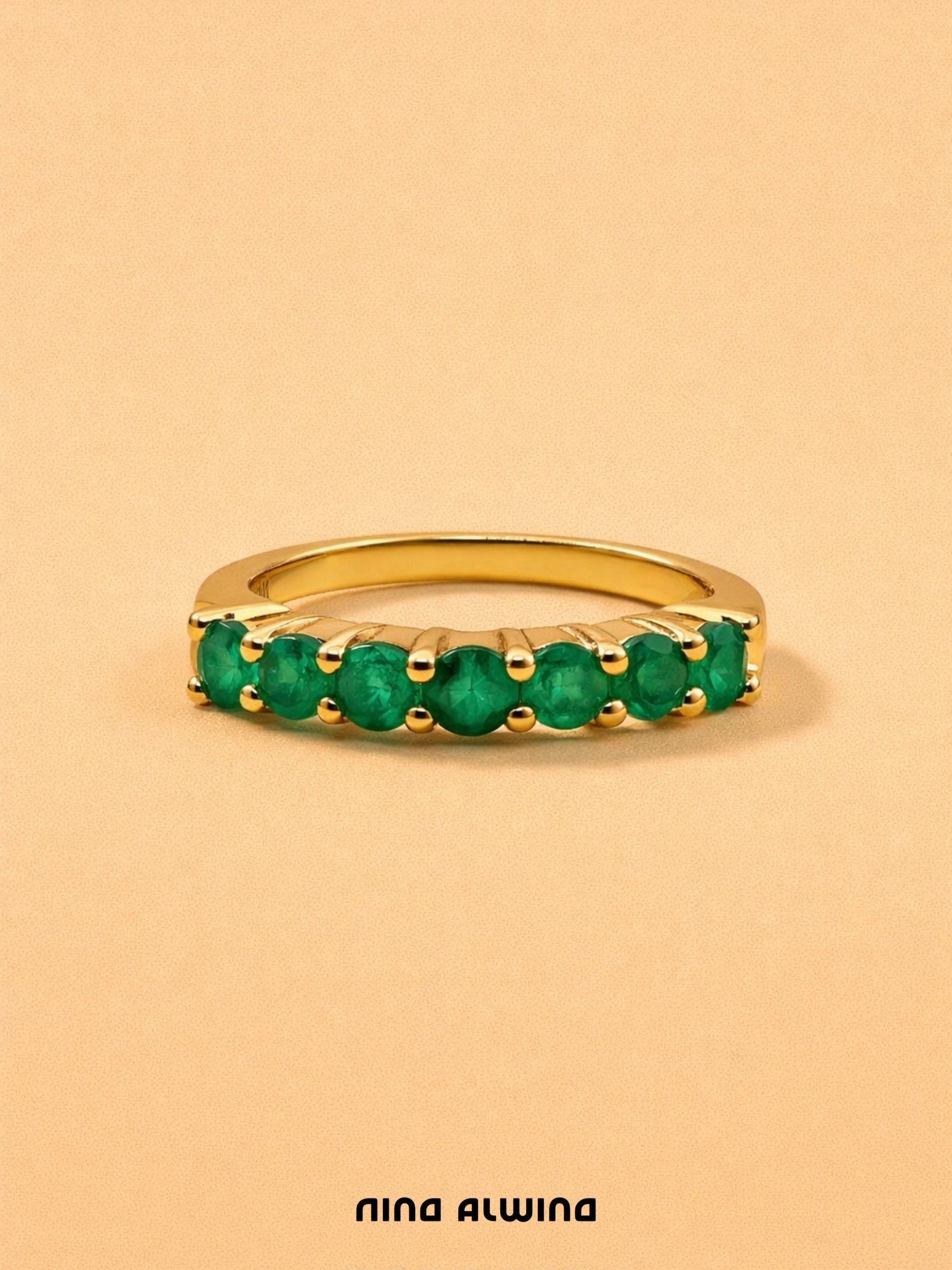 #557 9k Ring mit 7 Smaragden - RG 56