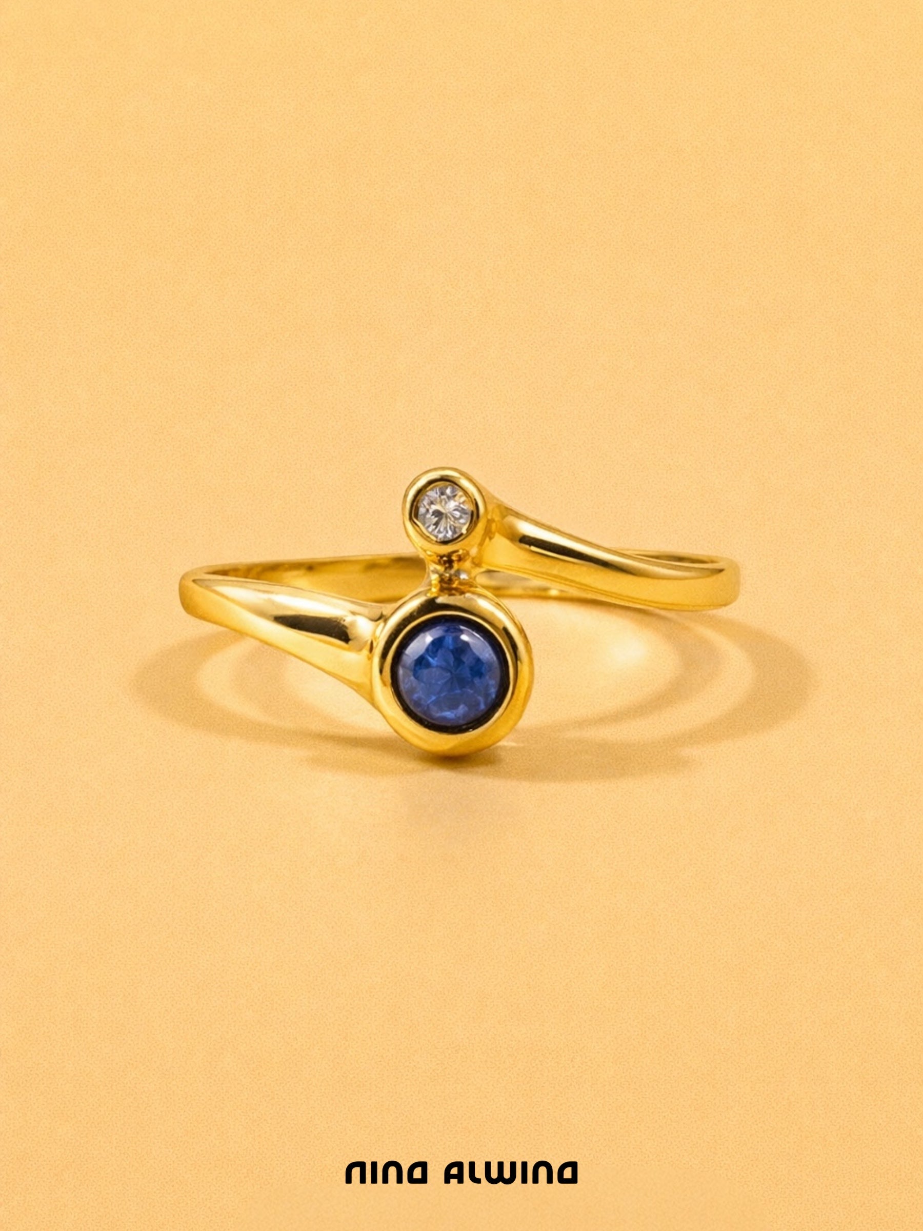 #572 14k Ring mit Saphir & Diamant - RG 61