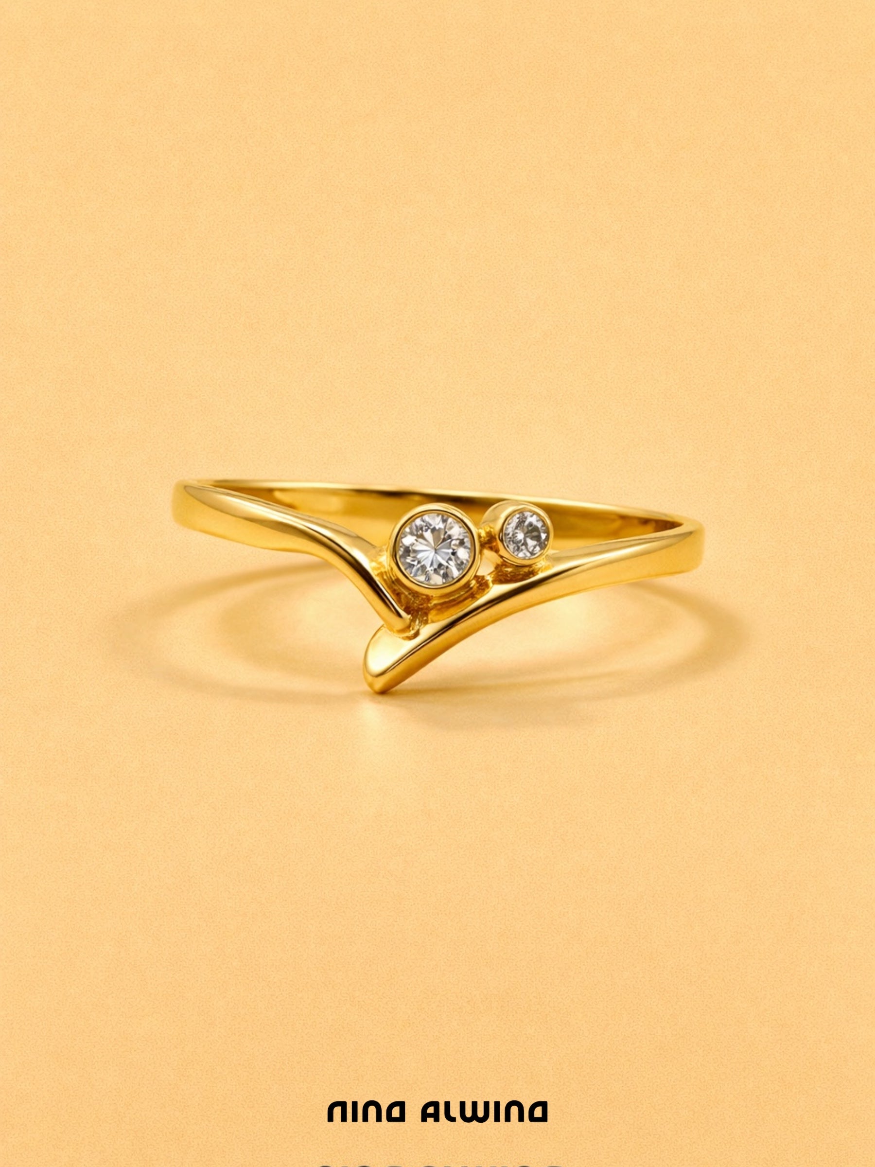 #573 14k Ring mit 2 Diamanten - RG 49