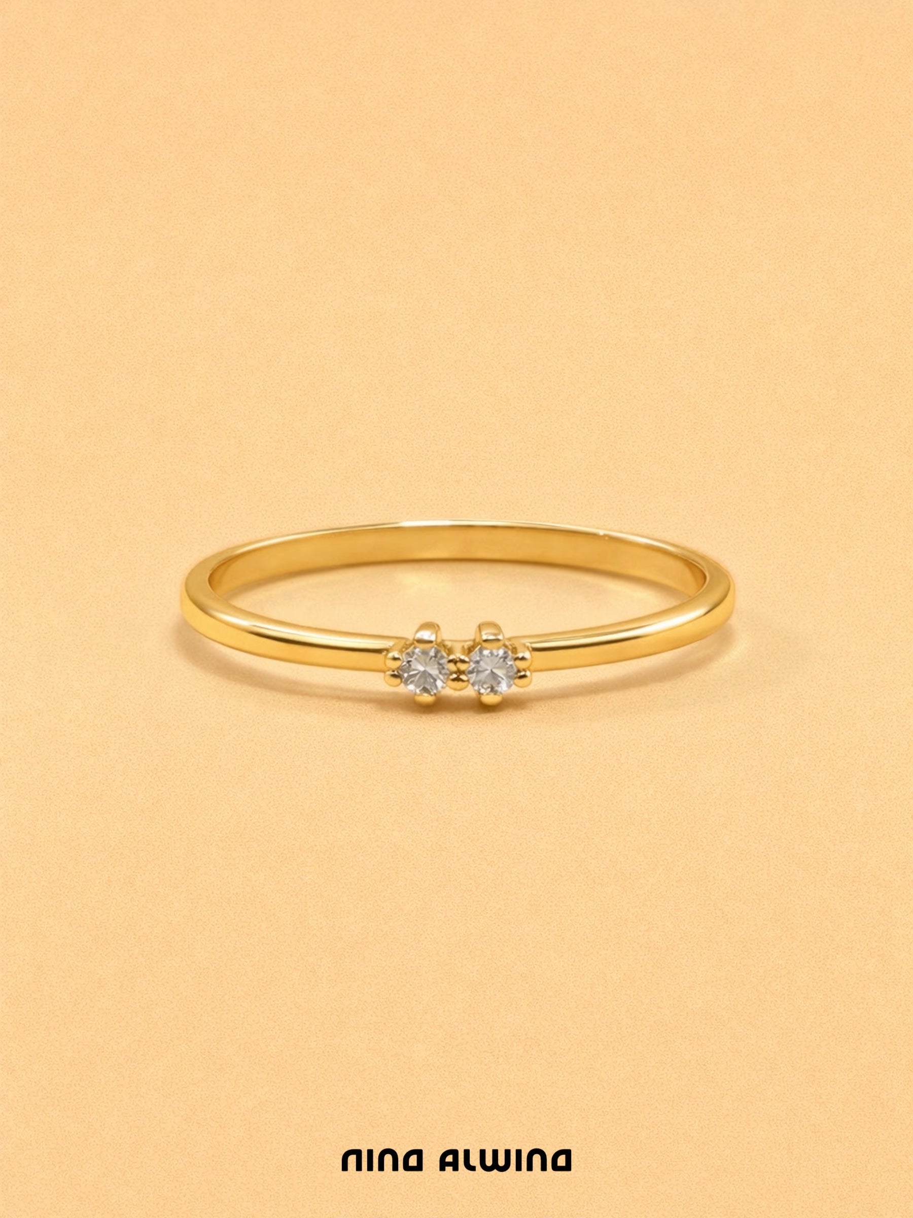 #575 14k Ring mit 2 Diamanten - RG 56